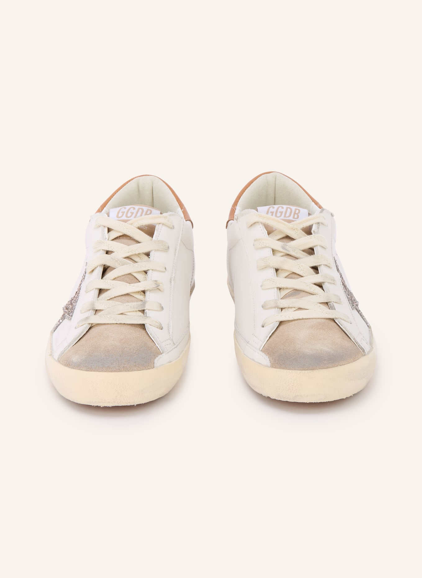GOLDEN GOOSE Baskets SUPER-STAR: BLANC / COGNAC / TAUPE