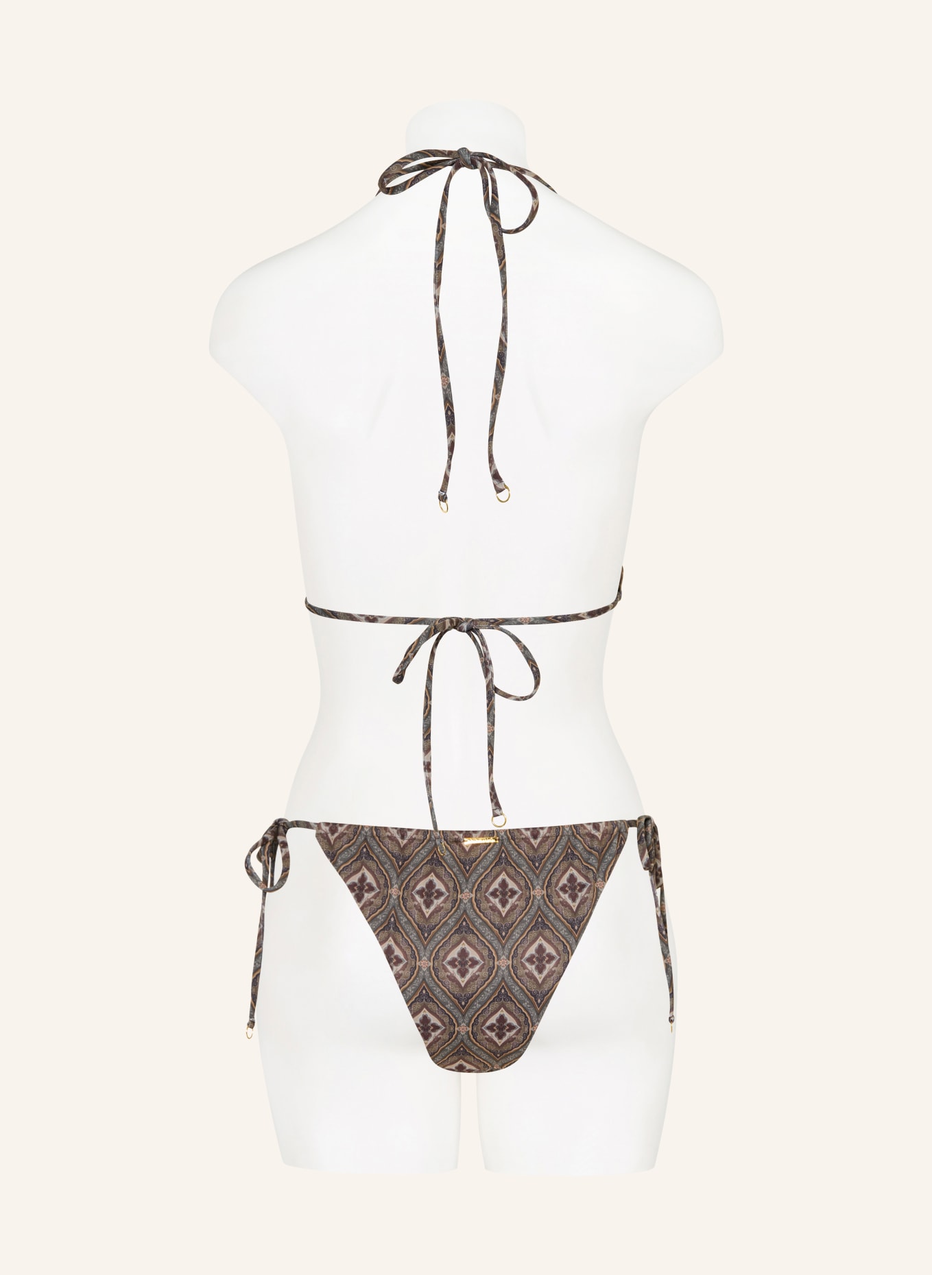 NINETY-9 POSITANO Triangle Bikini Bottoms: BROWN / TAUPE / GRAY
