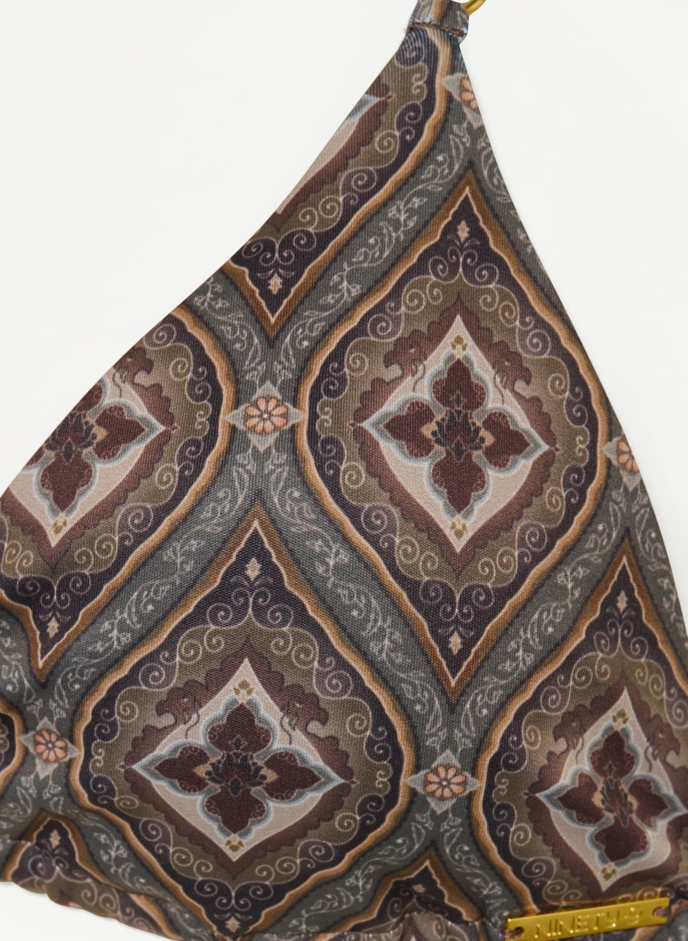 NINETY-9 POSITANO Triangle Bikini Top: BROWN / TAUPE / GRAY