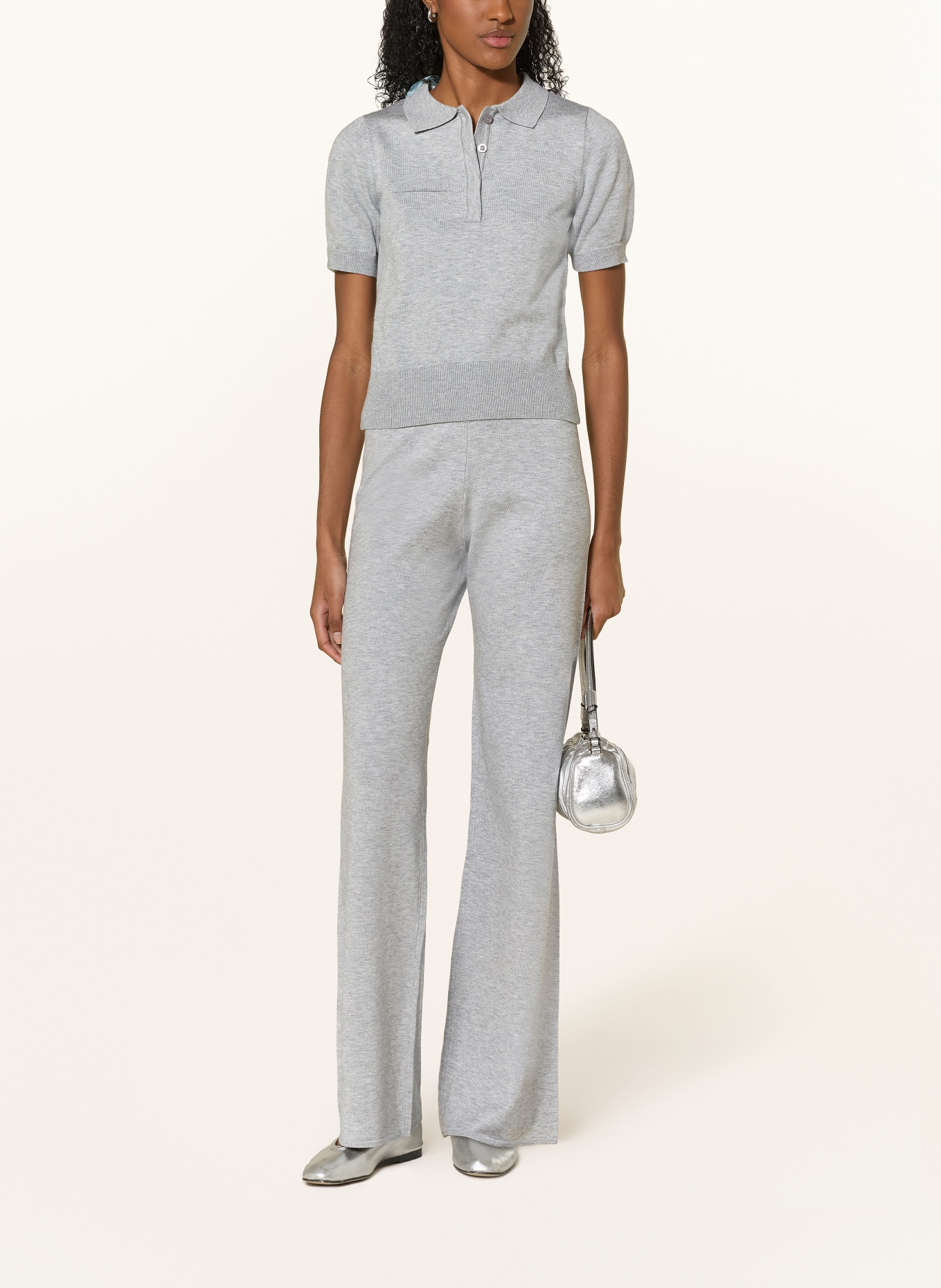 NINETY-9 FAYE Knit Pants: GRAY