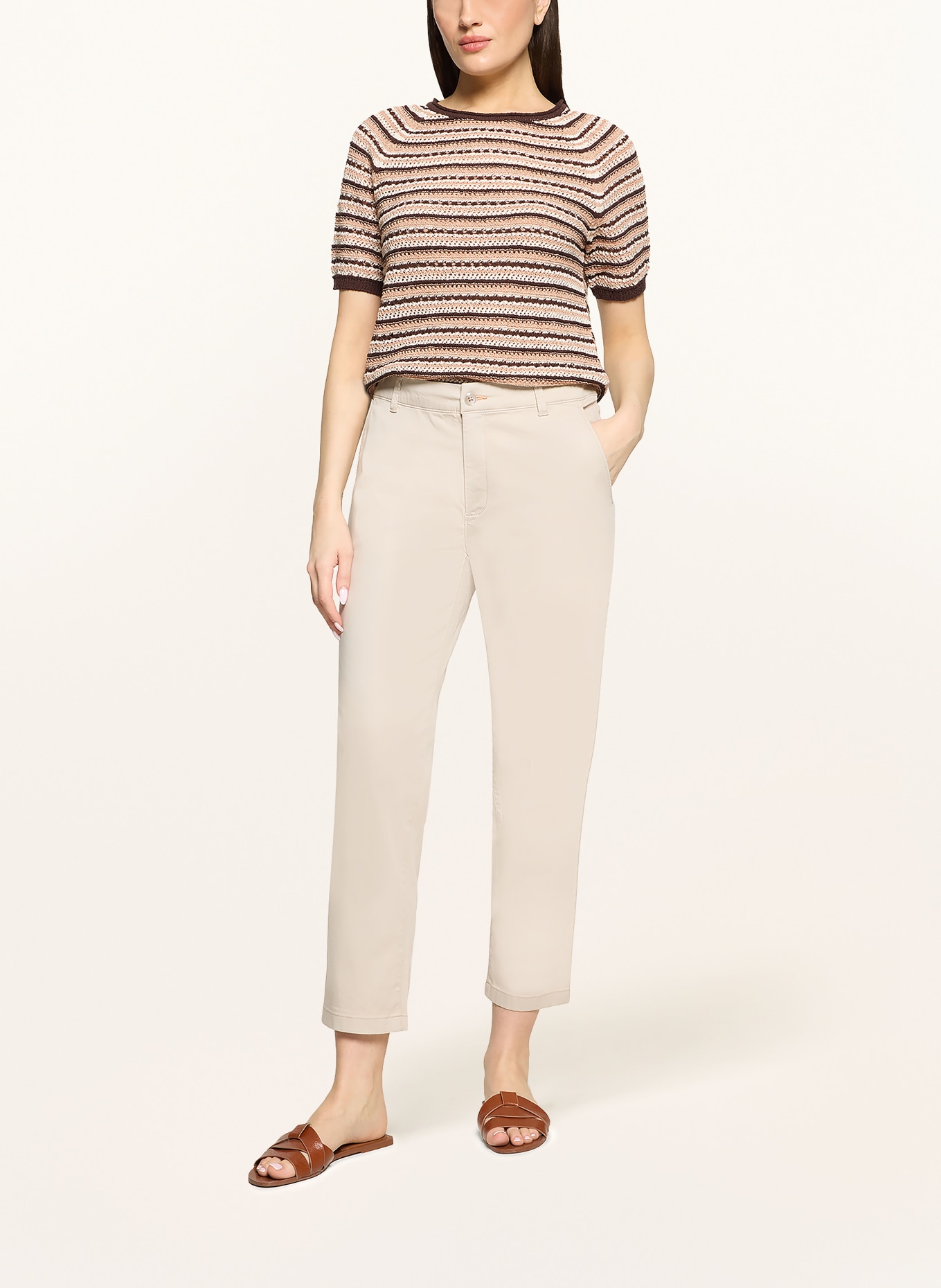 CARTOON Knit shirt: BEIGE / DARK BROWN / WHITE