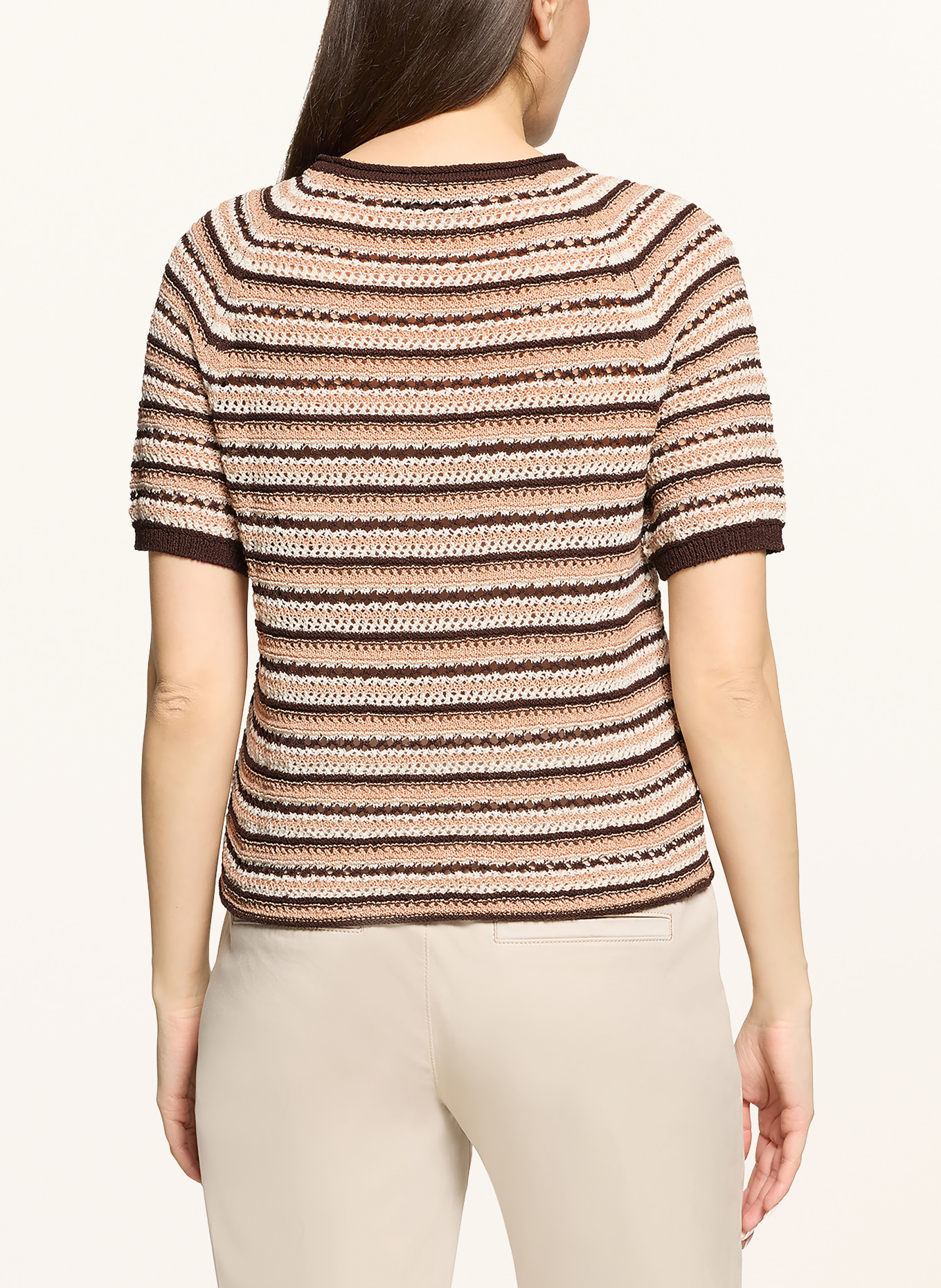 CARTOON Knit shirt: BEIGE / DARK BROWN / WHITE