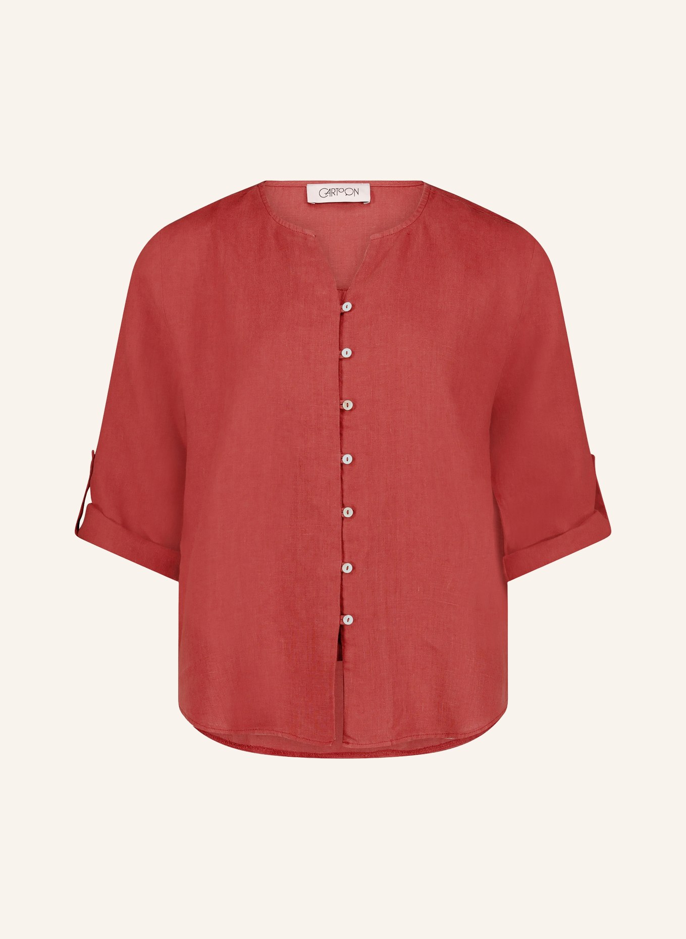 CARTOON Linnen blouse: DONKERROOD