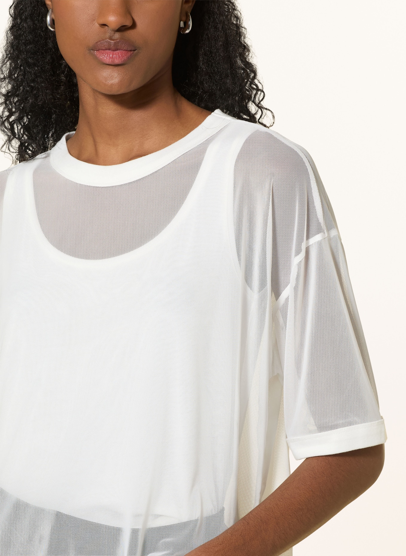 10DAYS T-shirt van mesh: ECRU
