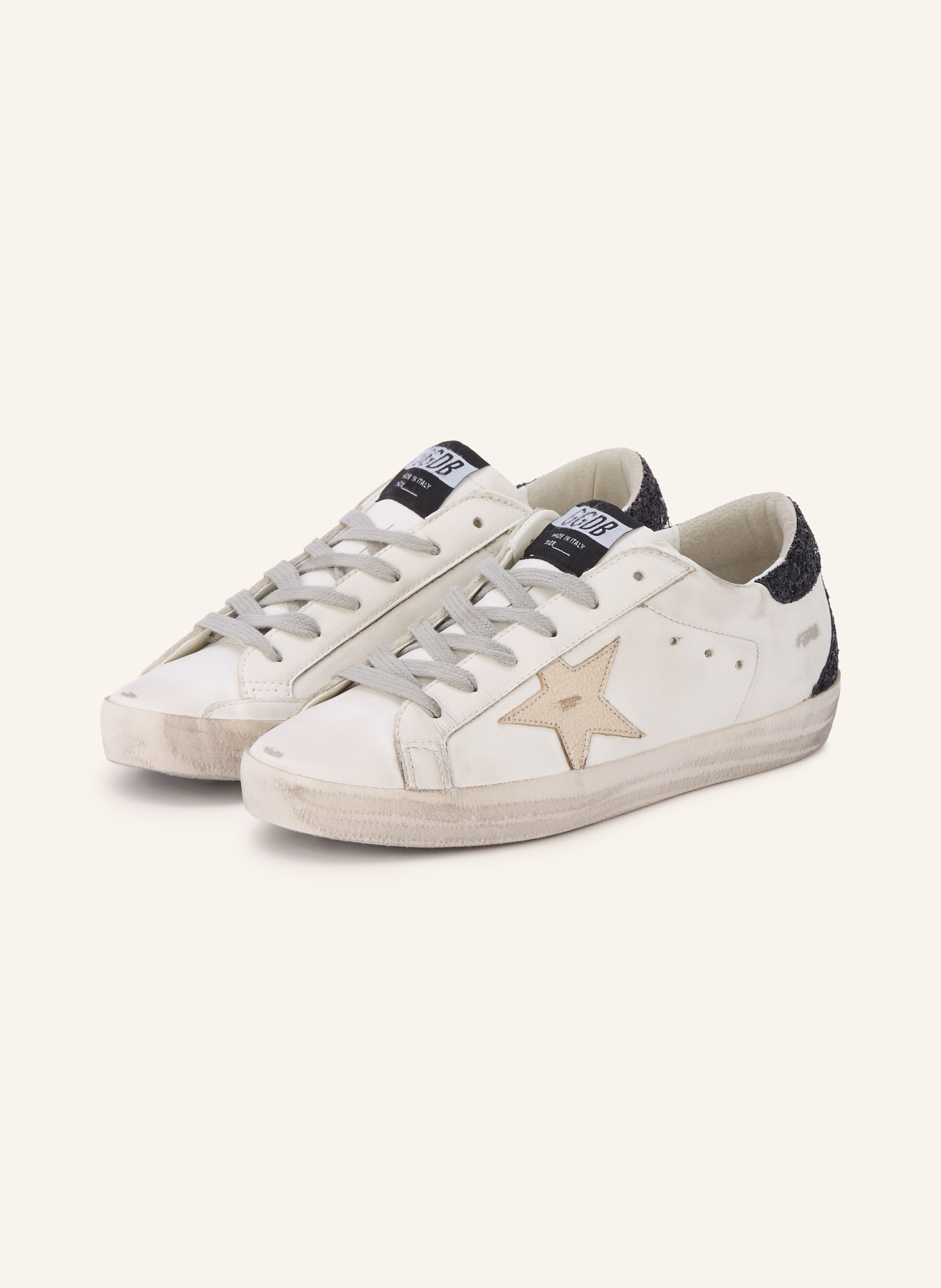 GOLDEN GOOSE Baskets SUPER-STAR: BLANC / PLATINE / NOIR
