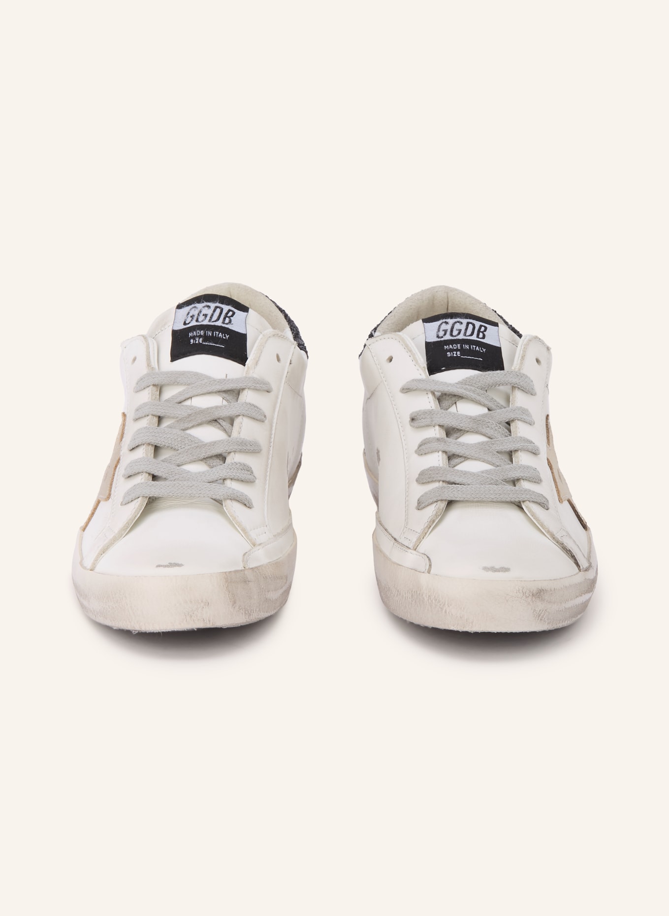 GOLDEN GOOSE Baskets SUPER-STAR: BLANC / PLATINE / NOIR