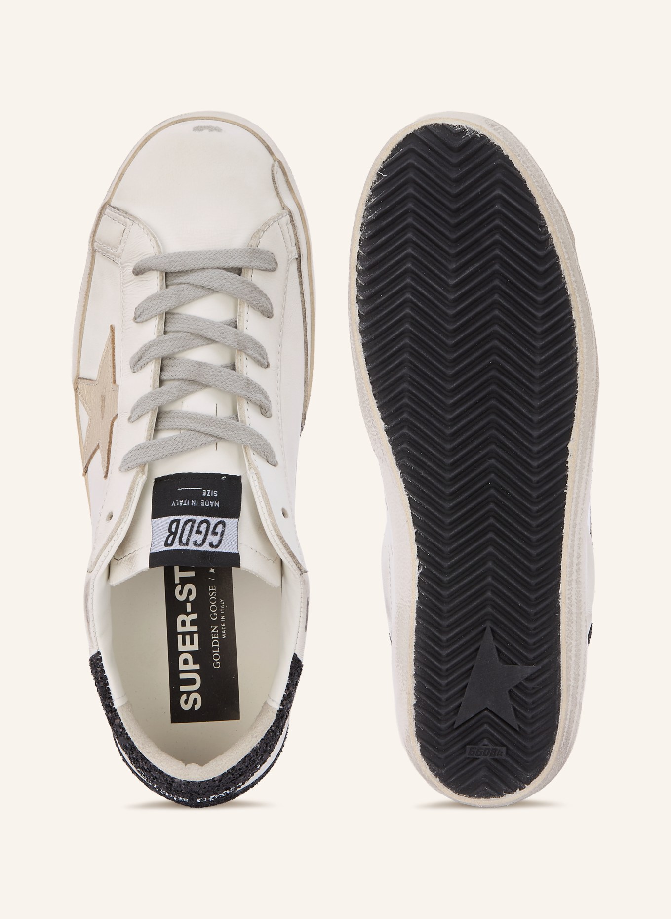GOLDEN GOOSE Baskets SUPER-STAR: BLANC / PLATINE / NOIR