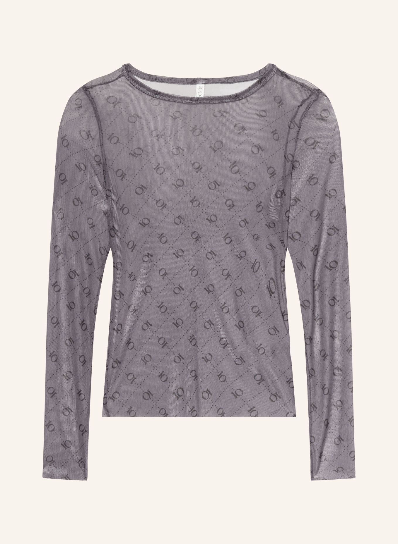 10DAYS Longsleeve aus Mesh: DUNKELGRAU / SCHWARZ