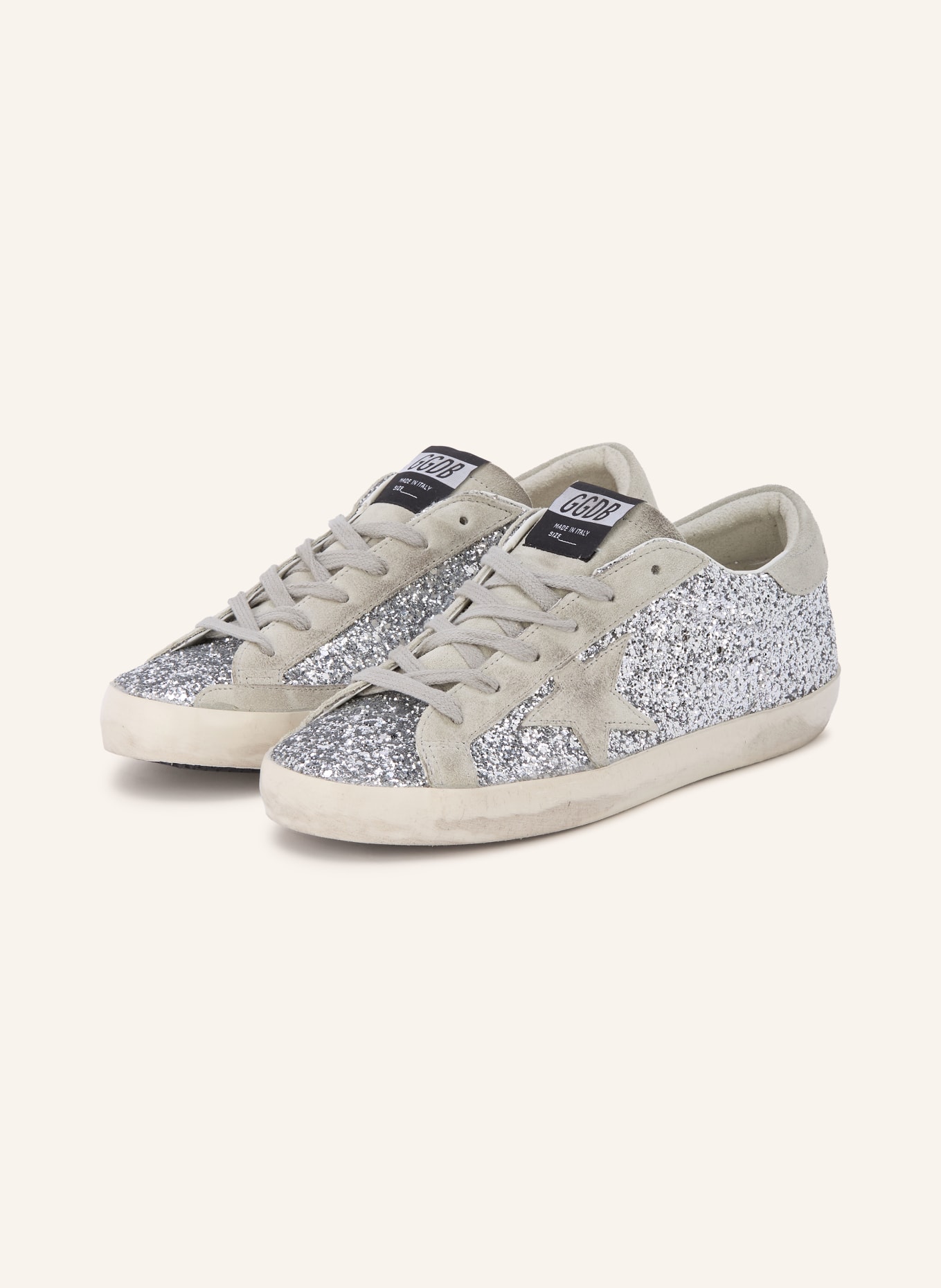 GOLDEN GOOSE Baskets SUPER-STAR: ARGENT / GRIS CLAIR