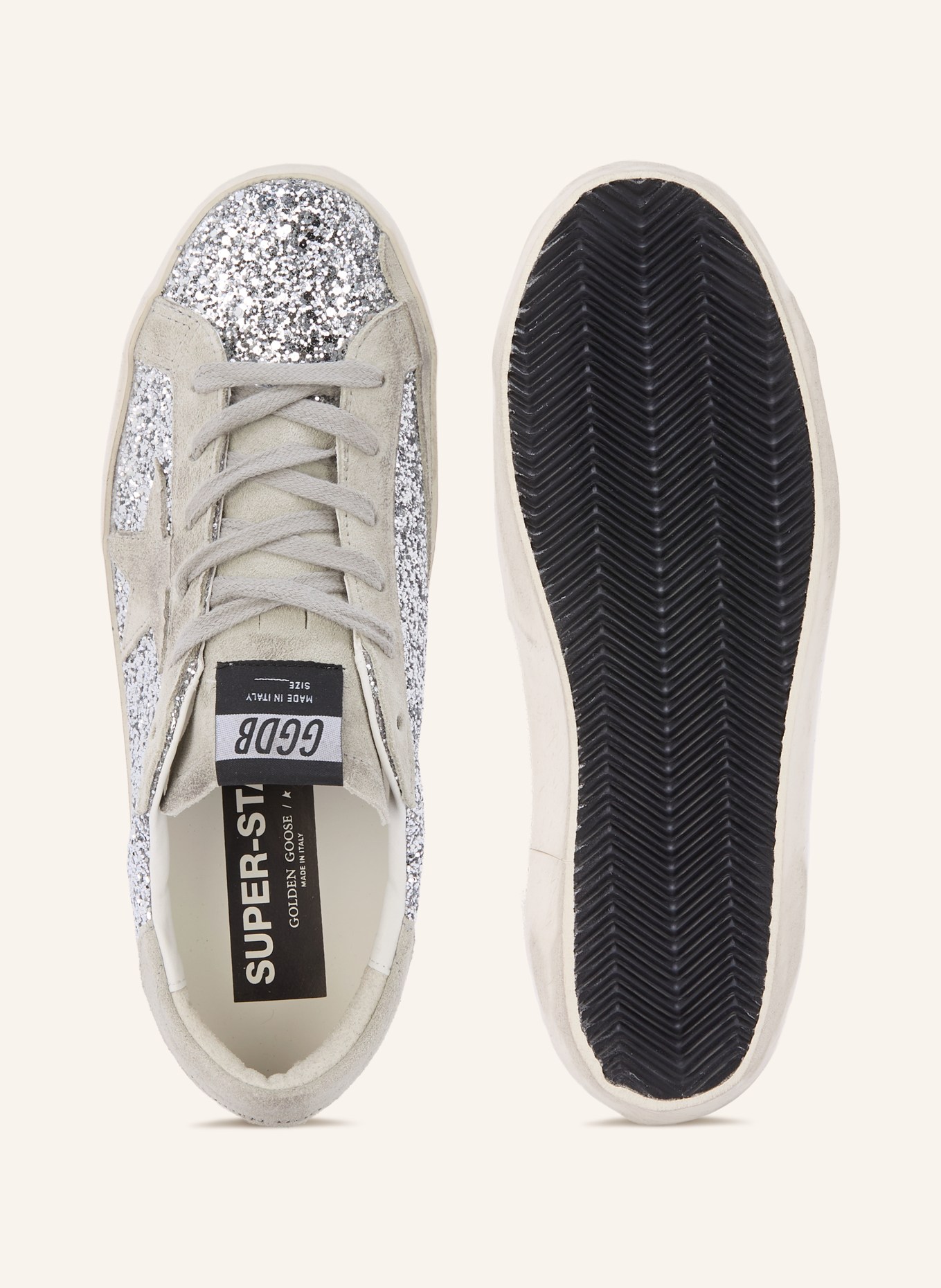 GOLDEN GOOSE Baskets SUPER-STAR: ARGENT / GRIS CLAIR