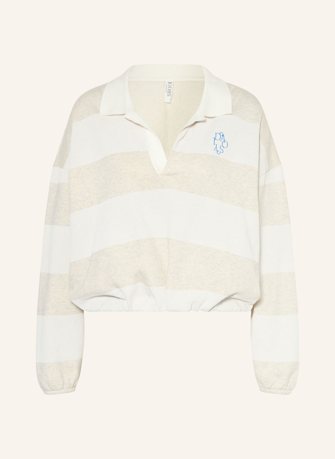 10DAYS Sweat-Poloshirt: ECRU / HELLGRAU / BLAU