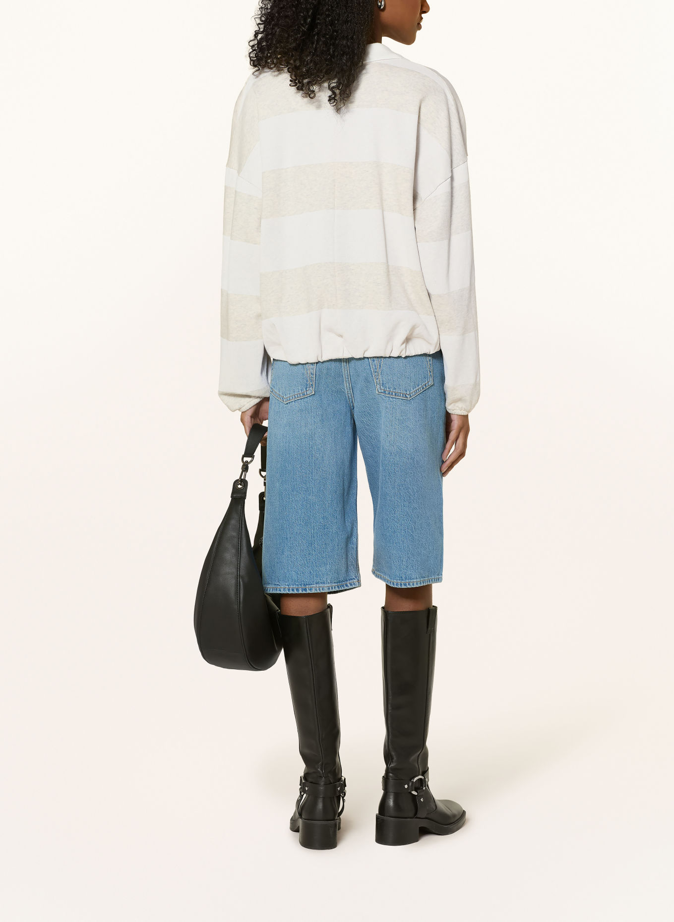 10DAYS Sweat-Poloshirt: ECRU / HELLGRAU / BLAU