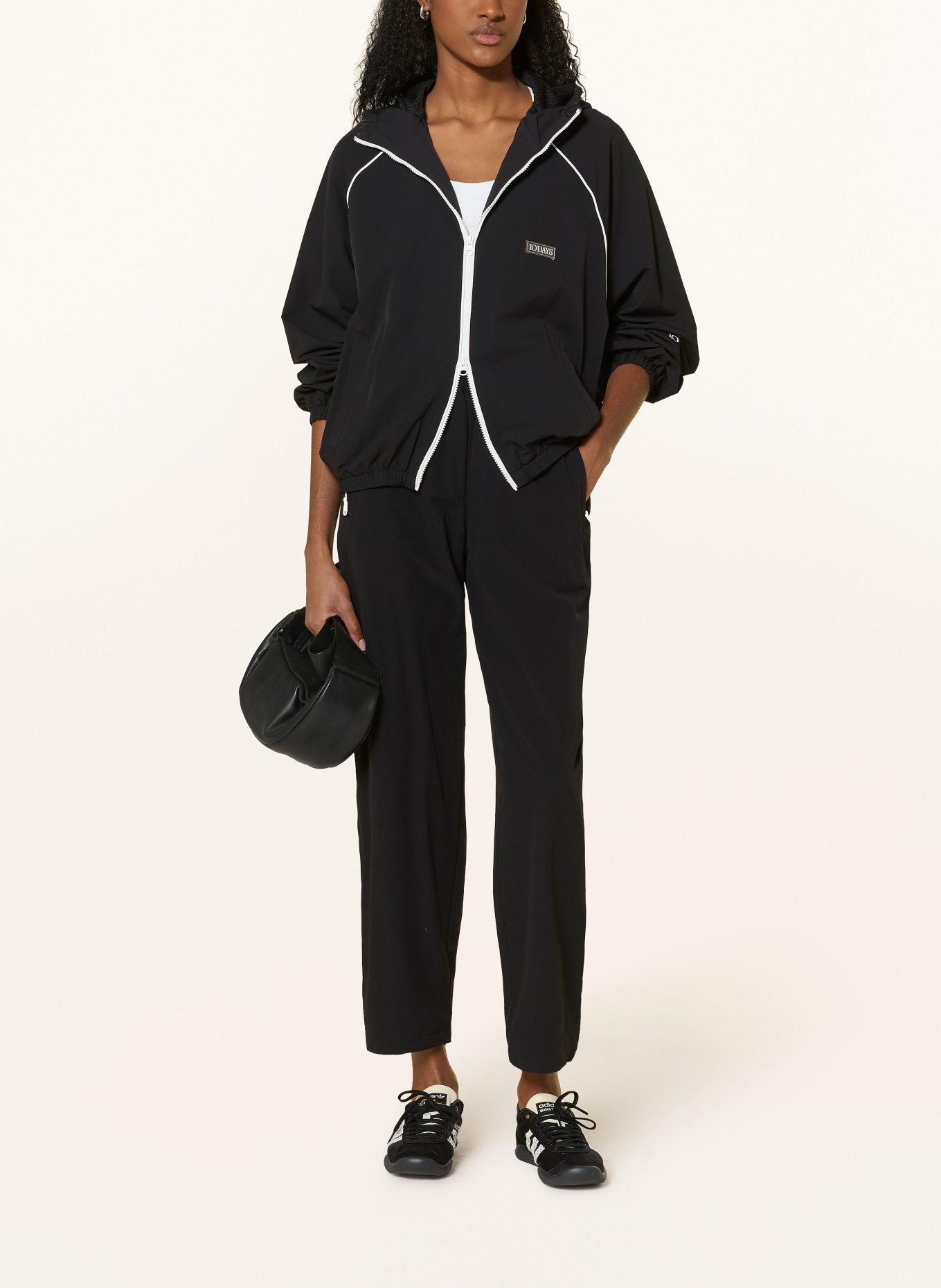 10DAYS Jogger-style pants with braided trim: BLACK / ECRU