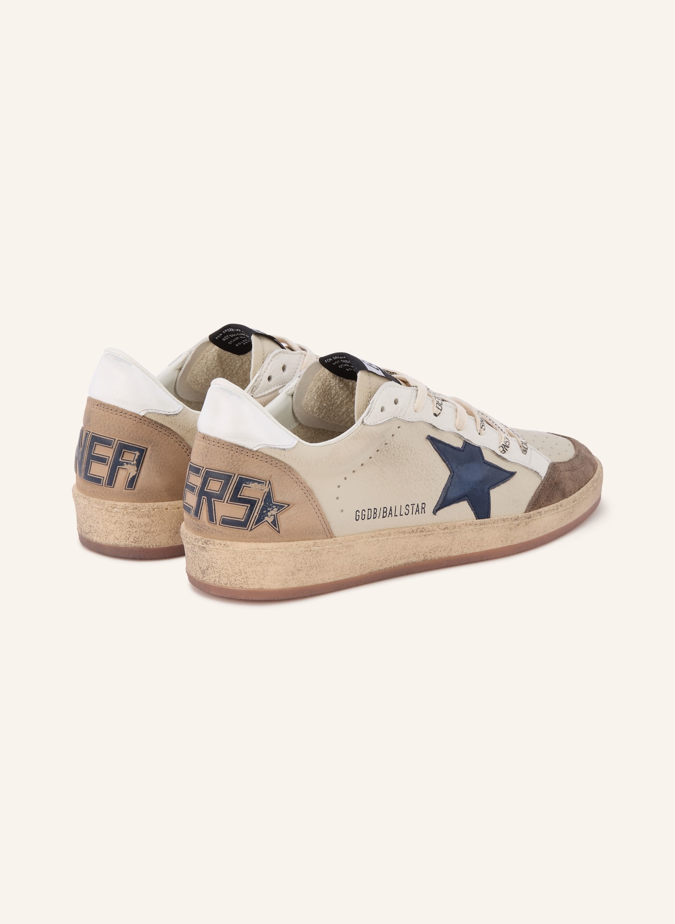 GOLDEN GOOSE Baskets BALL STAR: CRÈME / MARRON CLAIR / BLEU FONCÉ