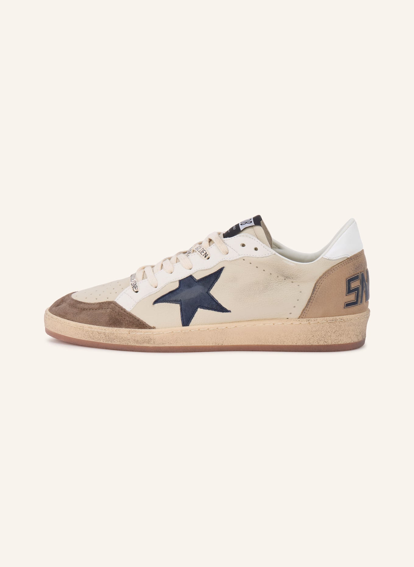 GOLDEN GOOSE Baskets BALL STAR: CRÈME / MARRON CLAIR / BLEU FONCÉ