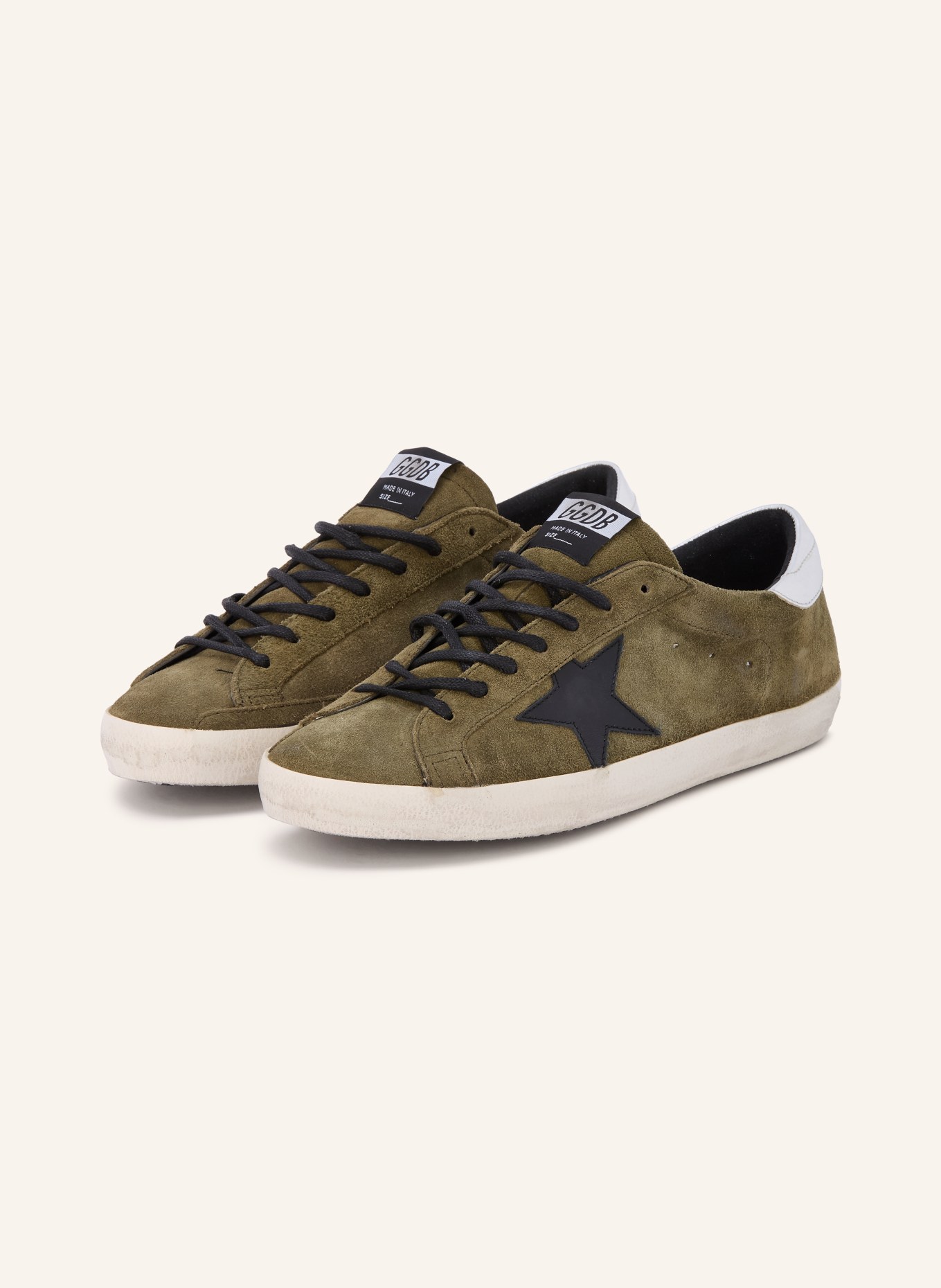 GOLDEN GOOSE Baskets SUPER STAR: GROEN / ARGENT / NOIR
