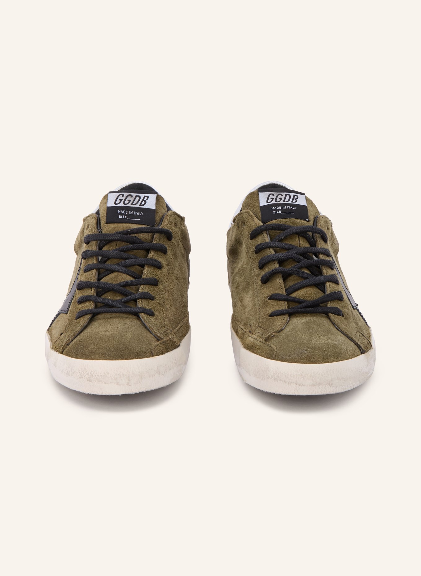 GOLDEN GOOSE Baskets SUPER STAR: GROEN / ARGENT / NOIR