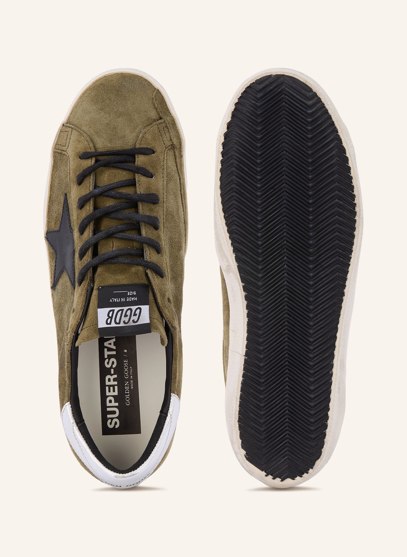 GOLDEN GOOSE Baskets SUPER STAR: GROEN / ARGENT / NOIR
