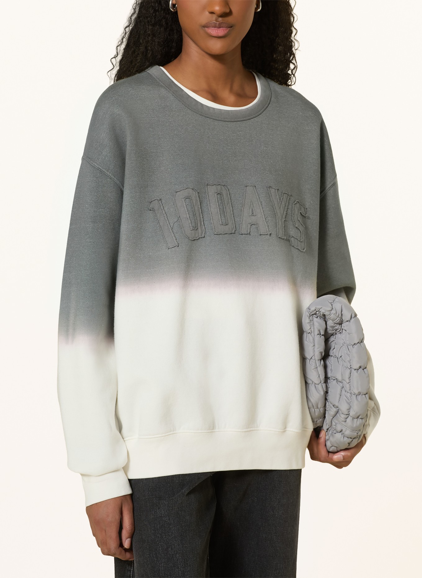 10DAYS Oversized sweatshirt: DONKERGRIJS / ROSÉ / ECRU