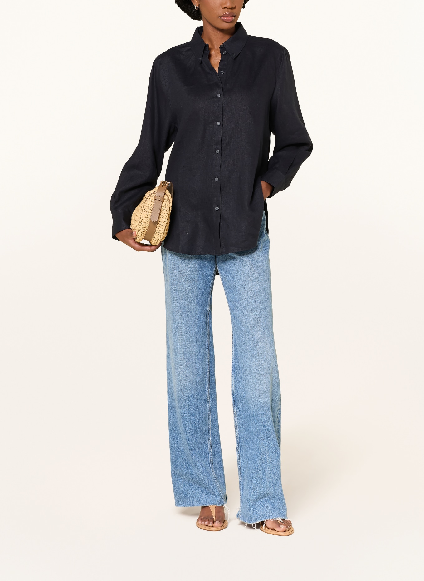 COS Linen shirt: DARK BLUE