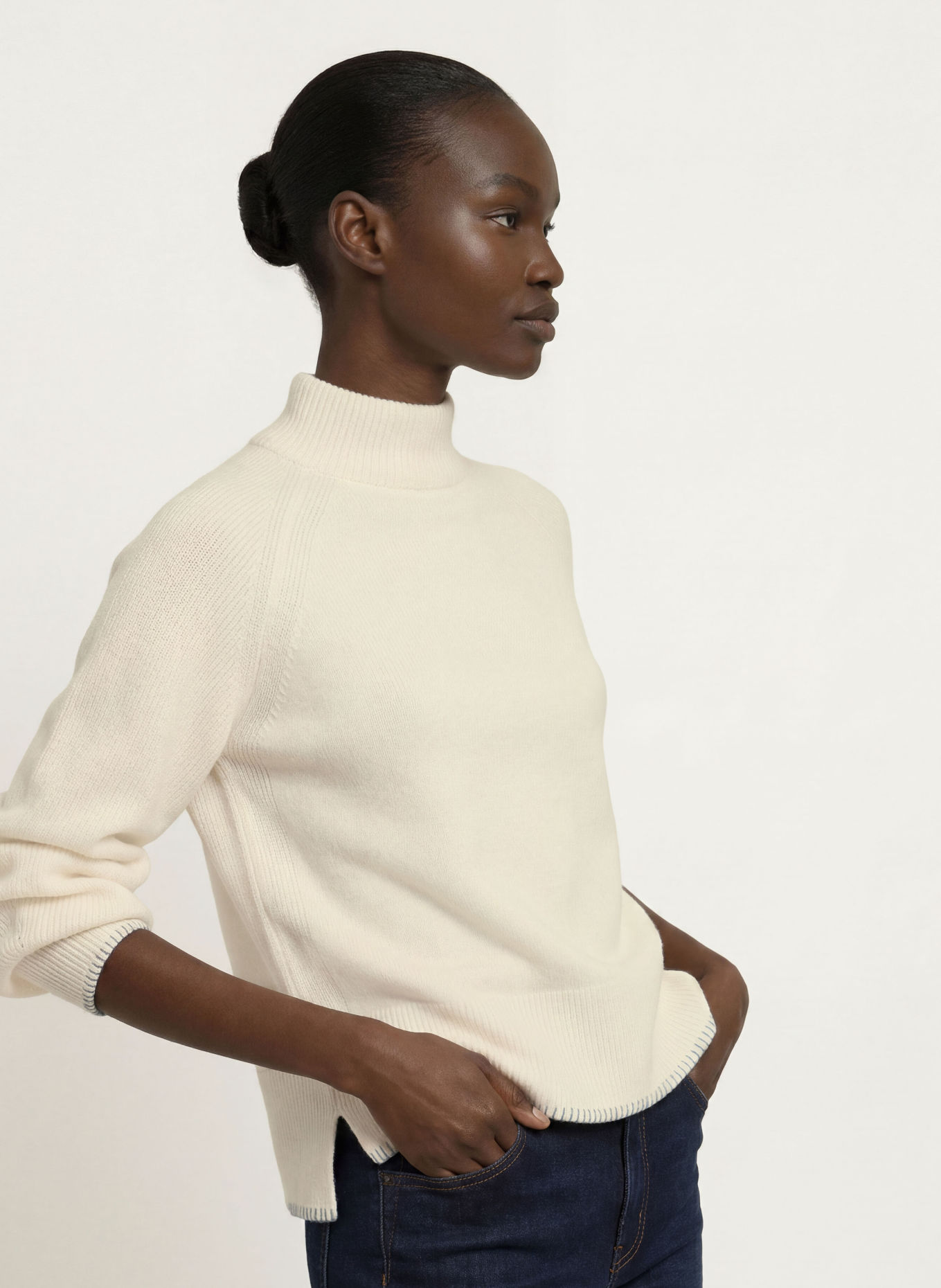 BOGNER Pullover LENA aus Merinowolle: WEISS / HELLGRAU