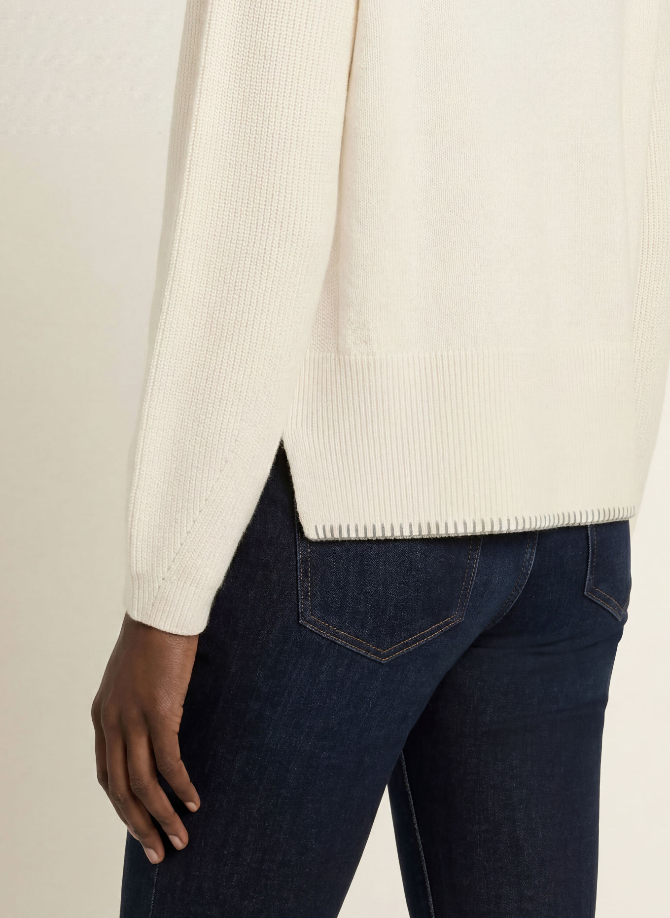 BOGNER Pullover LENA aus Merinowolle: WEISS / HELLGRAU