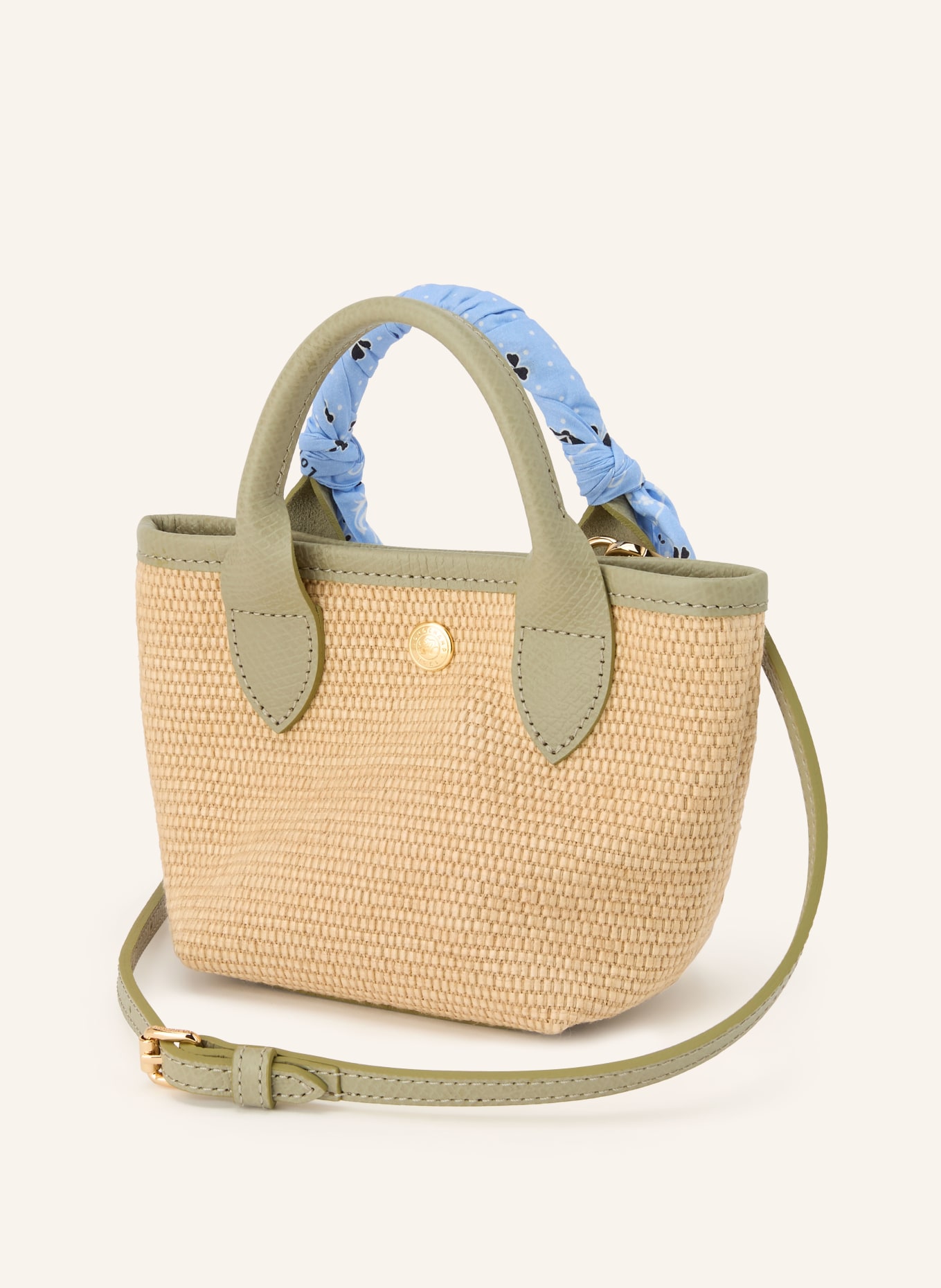 LONGCHAMP Korbtasche LE PLIAGE COLLECTION XS: CREME / GRÜN / HELLBLAU