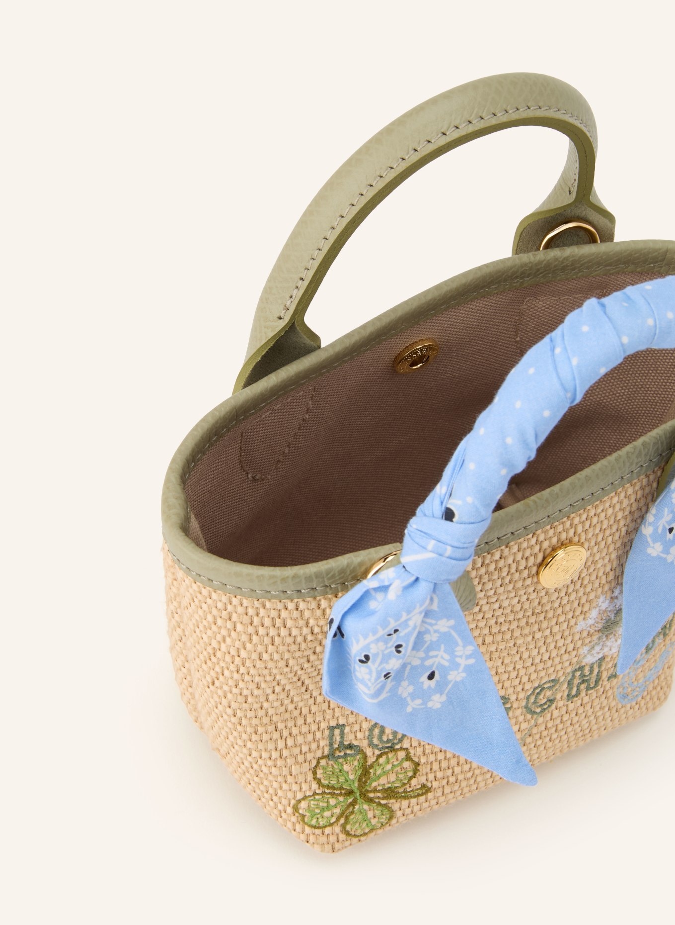 LONGCHAMP Korbtasche LE PLIAGE COLLECTION XS: CREME / GRÜN / HELLBLAU