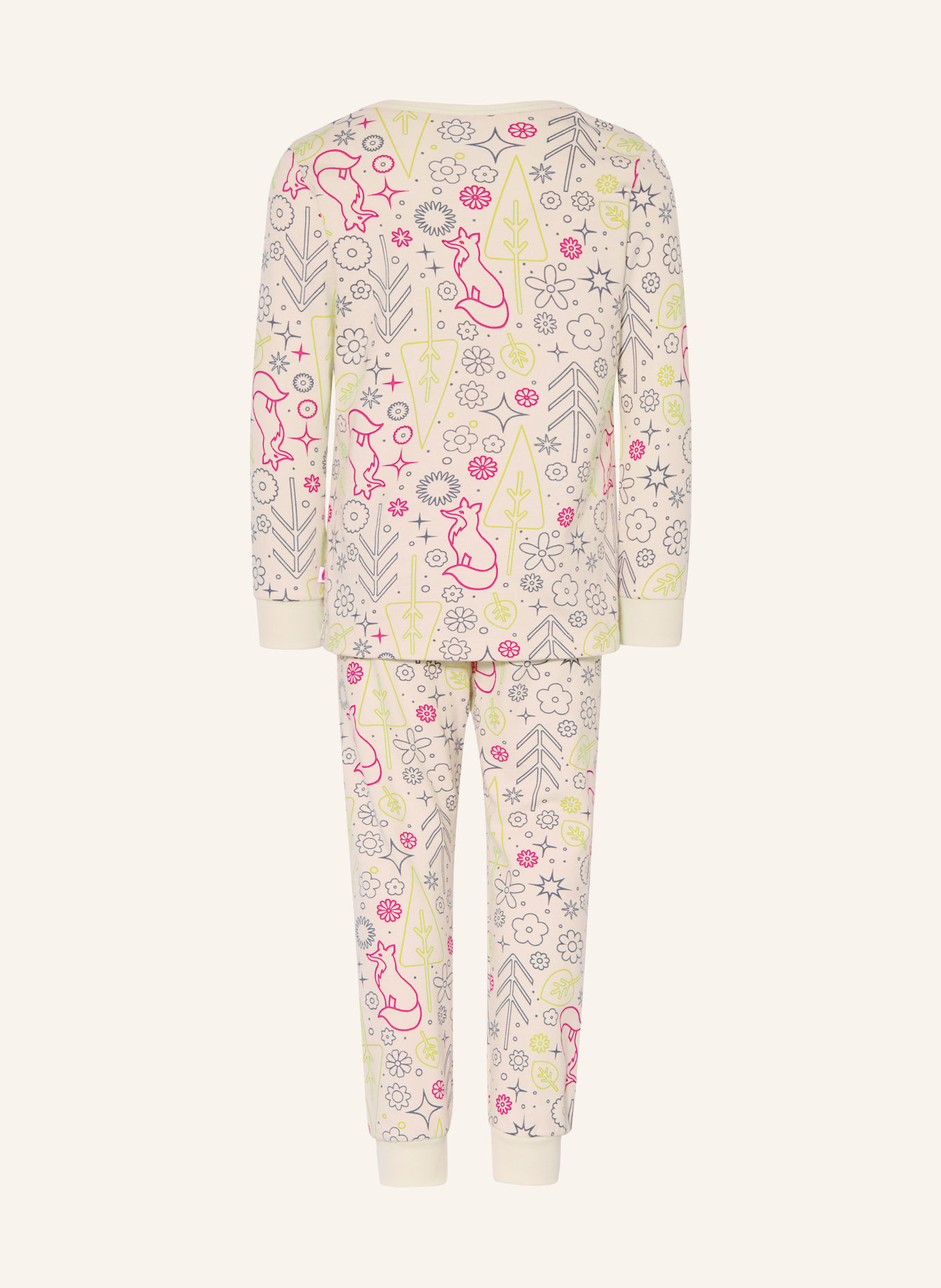 Sanetta Pyjama: CRÈME / DONKERGRIJS / FUCHSIA