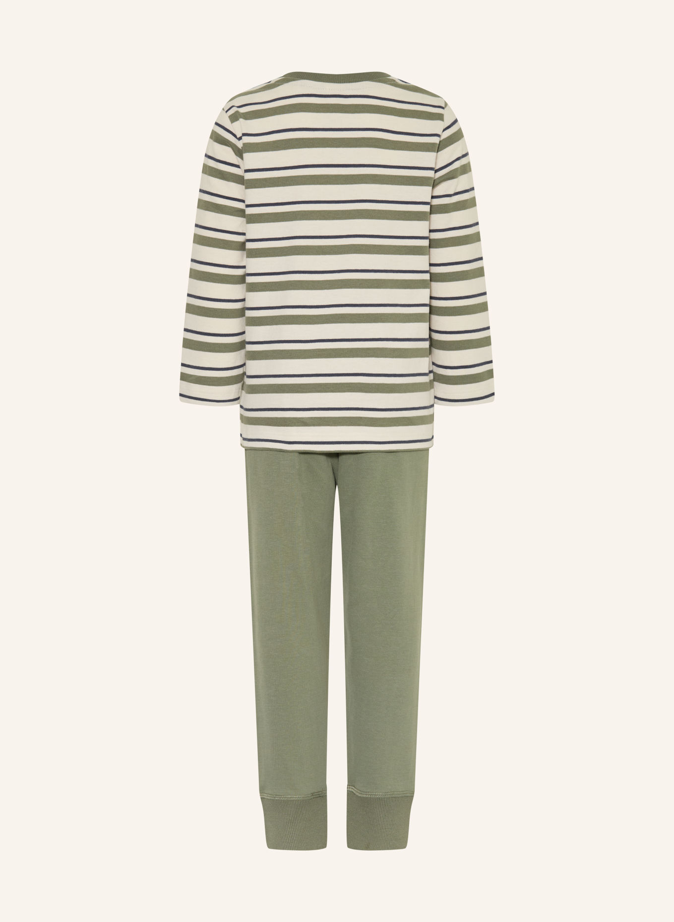 Sanetta Pyjama: OLIJF / CRÈME / DONKERBLAUW