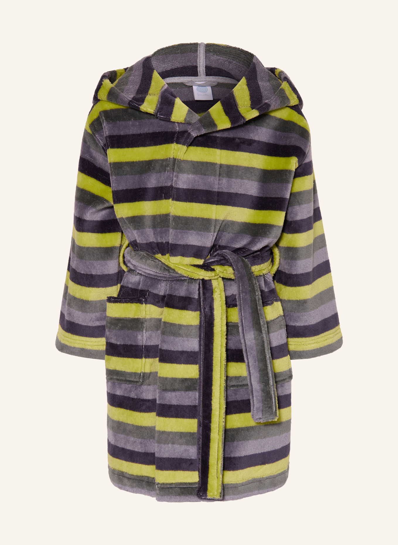 Sanetta Hooded bathrobe: OLIVE / DARK GRAY / GRAY