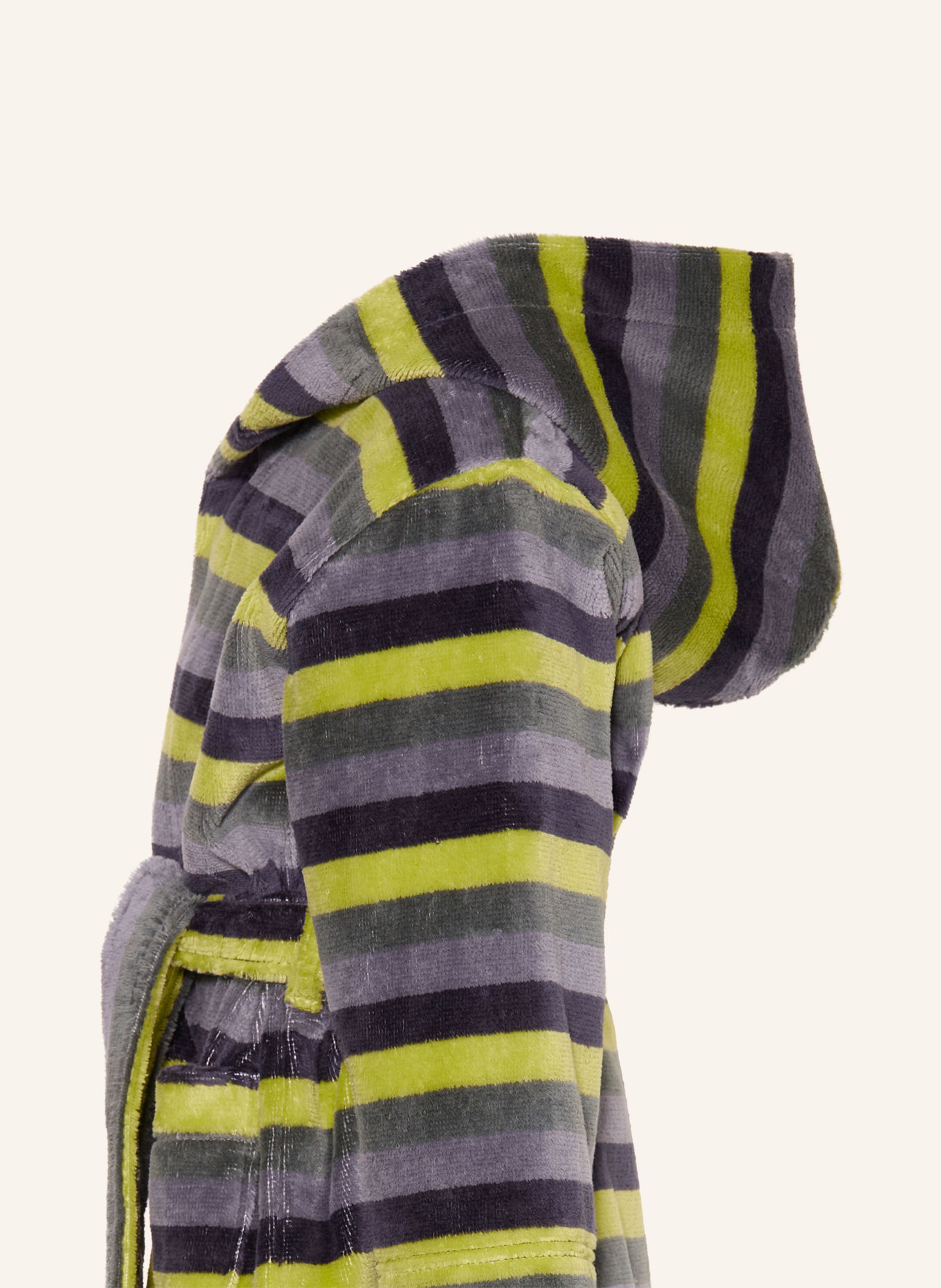 Sanetta Hooded bathrobe: OLIVE / DARK GRAY / GRAY