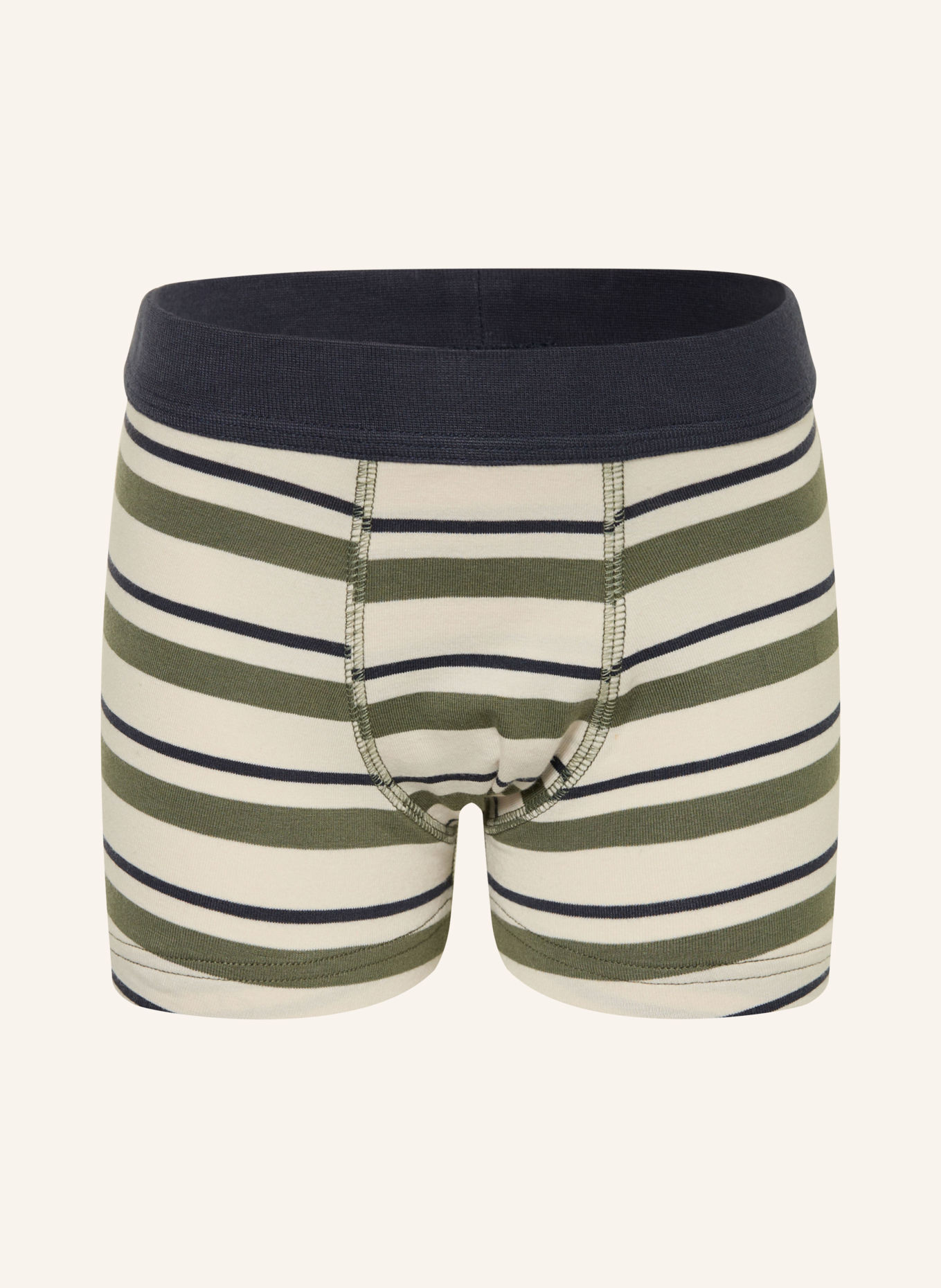 Sanetta Boxershorts: OLIJF / CRÈME / DONKERBLAUW