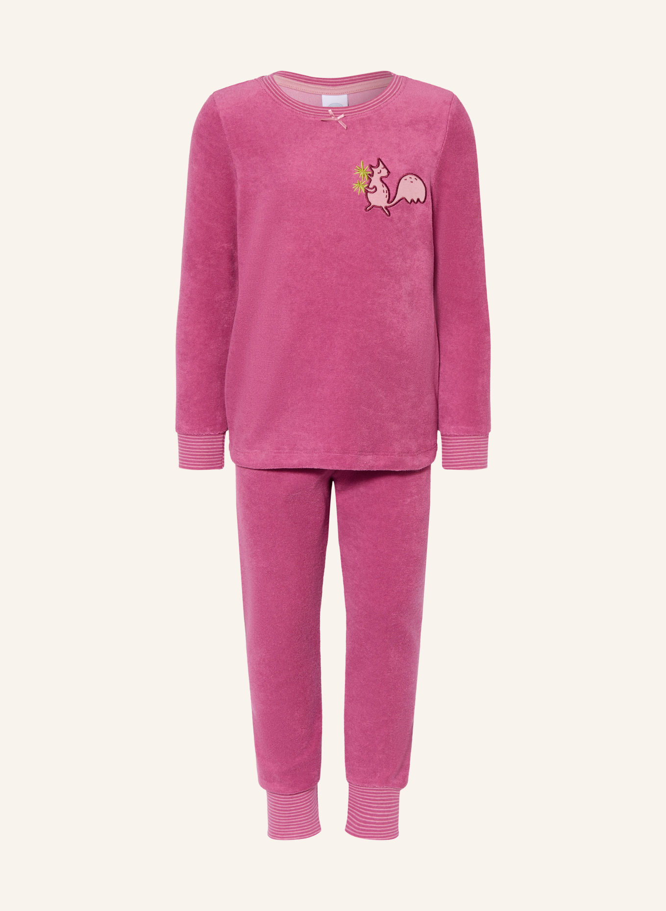 Sanetta Terry cloth pajamas: DUSKY PINK / DARK YELLOW
