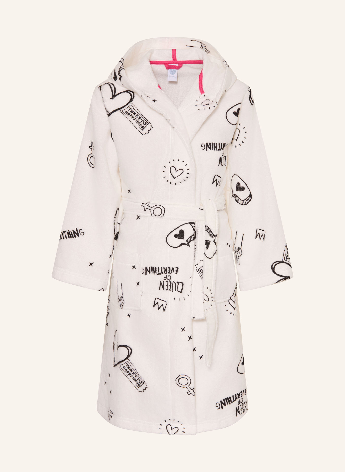 Sanetta Hooded bathrobe: WHITE / BLACK