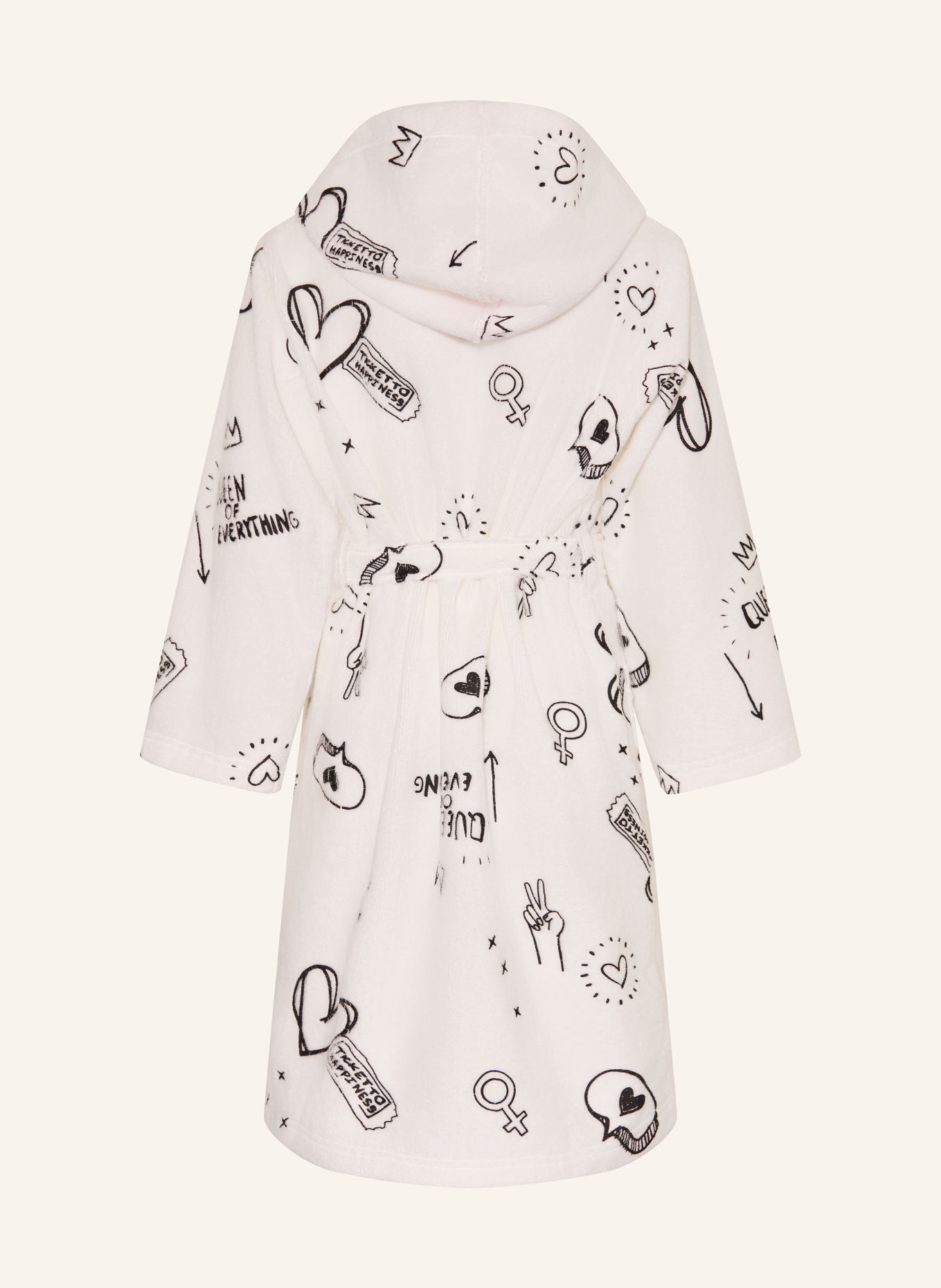 Sanetta Hooded bathrobe: WHITE / BLACK