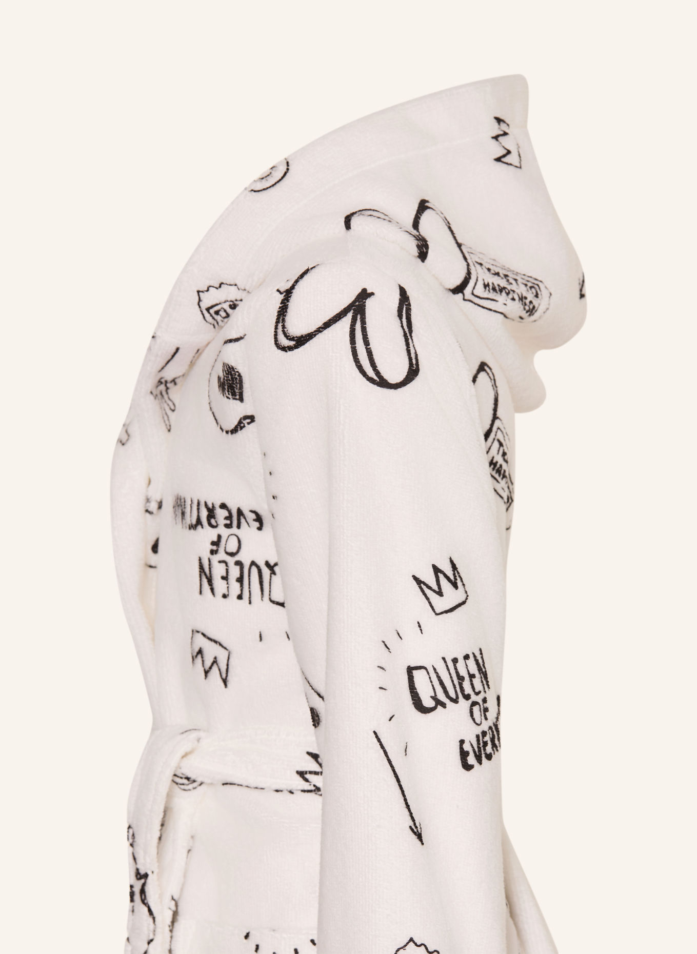 Sanetta Hooded bathrobe: WHITE / BLACK