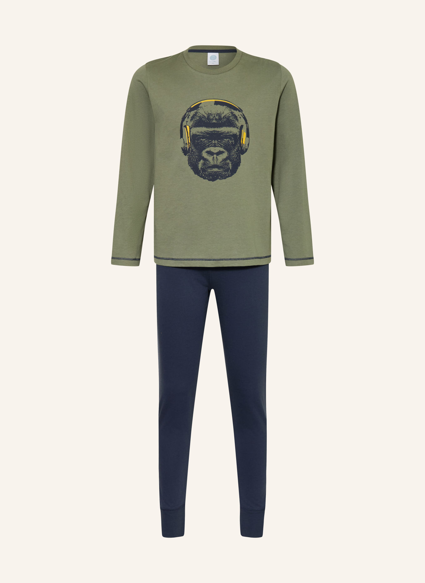 Sanetta Pyjama: OLIJF / GEEL / DONKERBLAUW