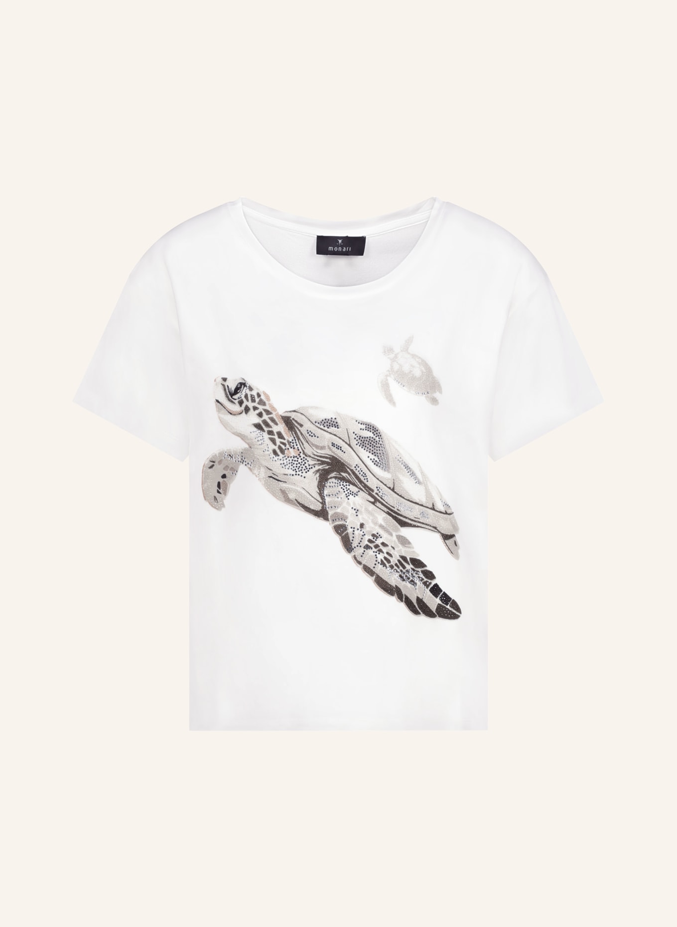 monari T-shirt med strass: VIT / GRÅ