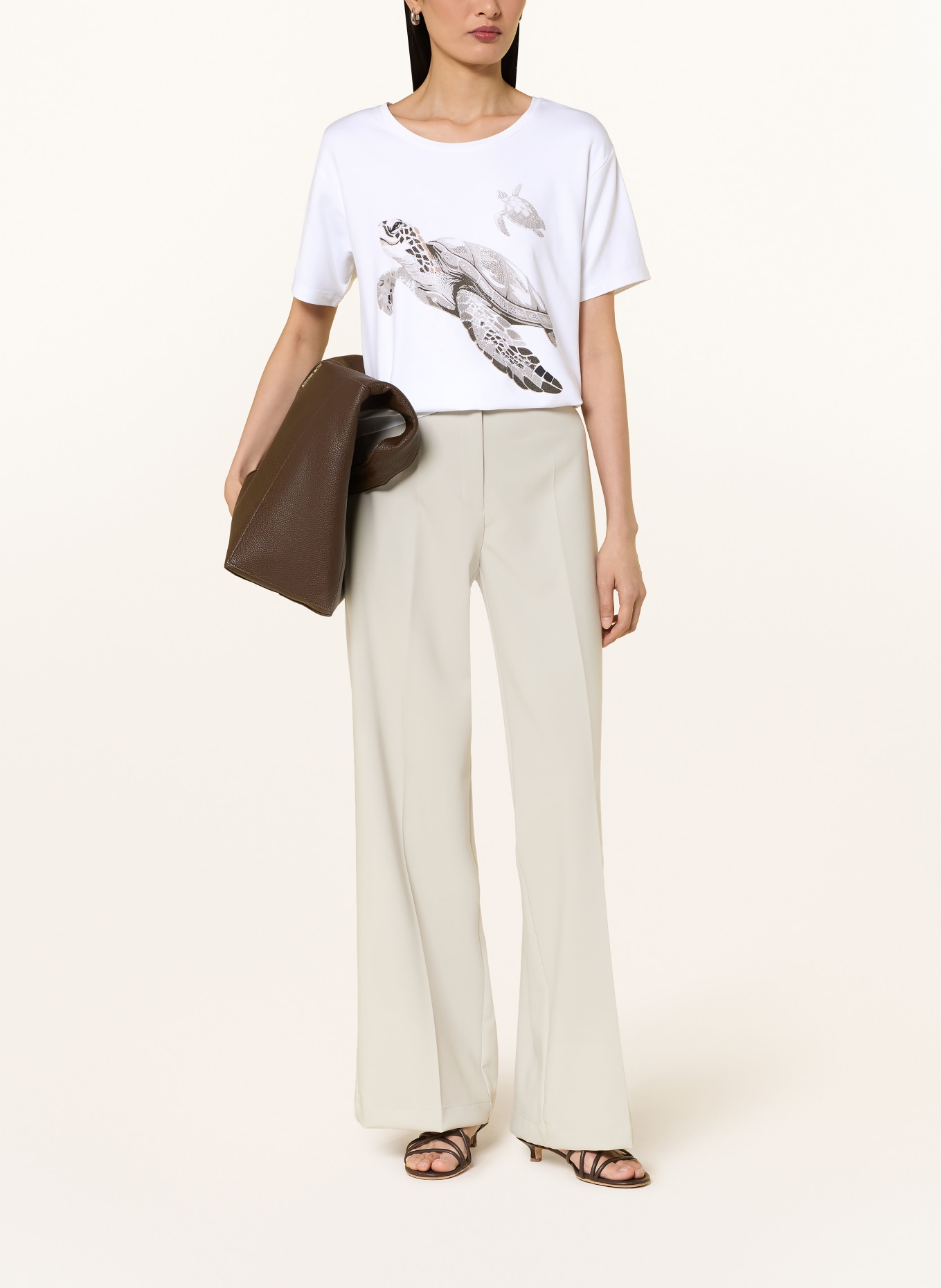 monari T-shirt med strass: VIT / GRÅ