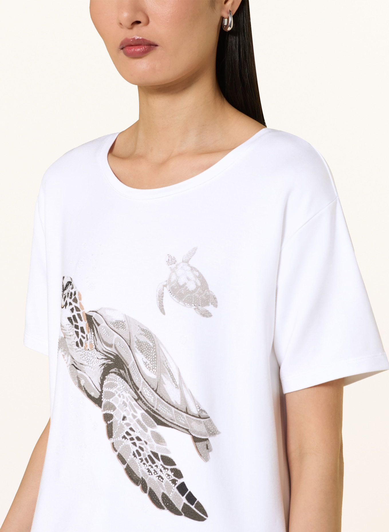 monari T-shirt med strass: VIT / GRÅ