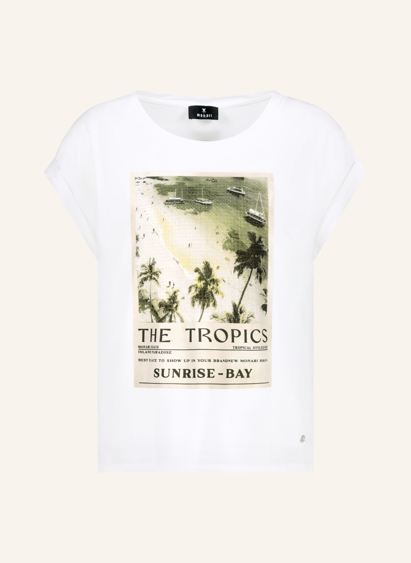 monari T-shirt med strass: VIT / GRÖN