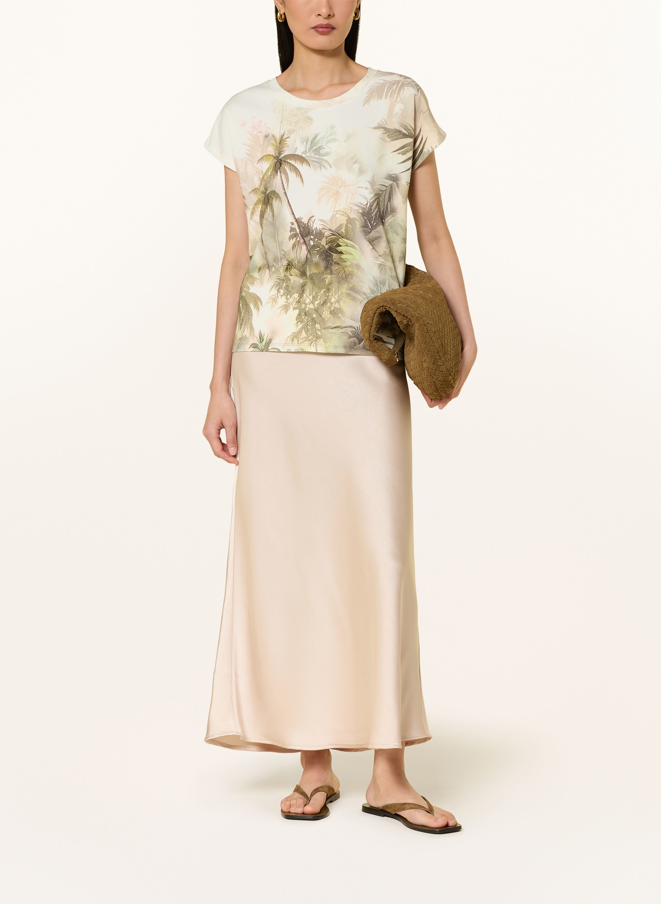 monari T-shirt med strass: BEIGE / GRÖN