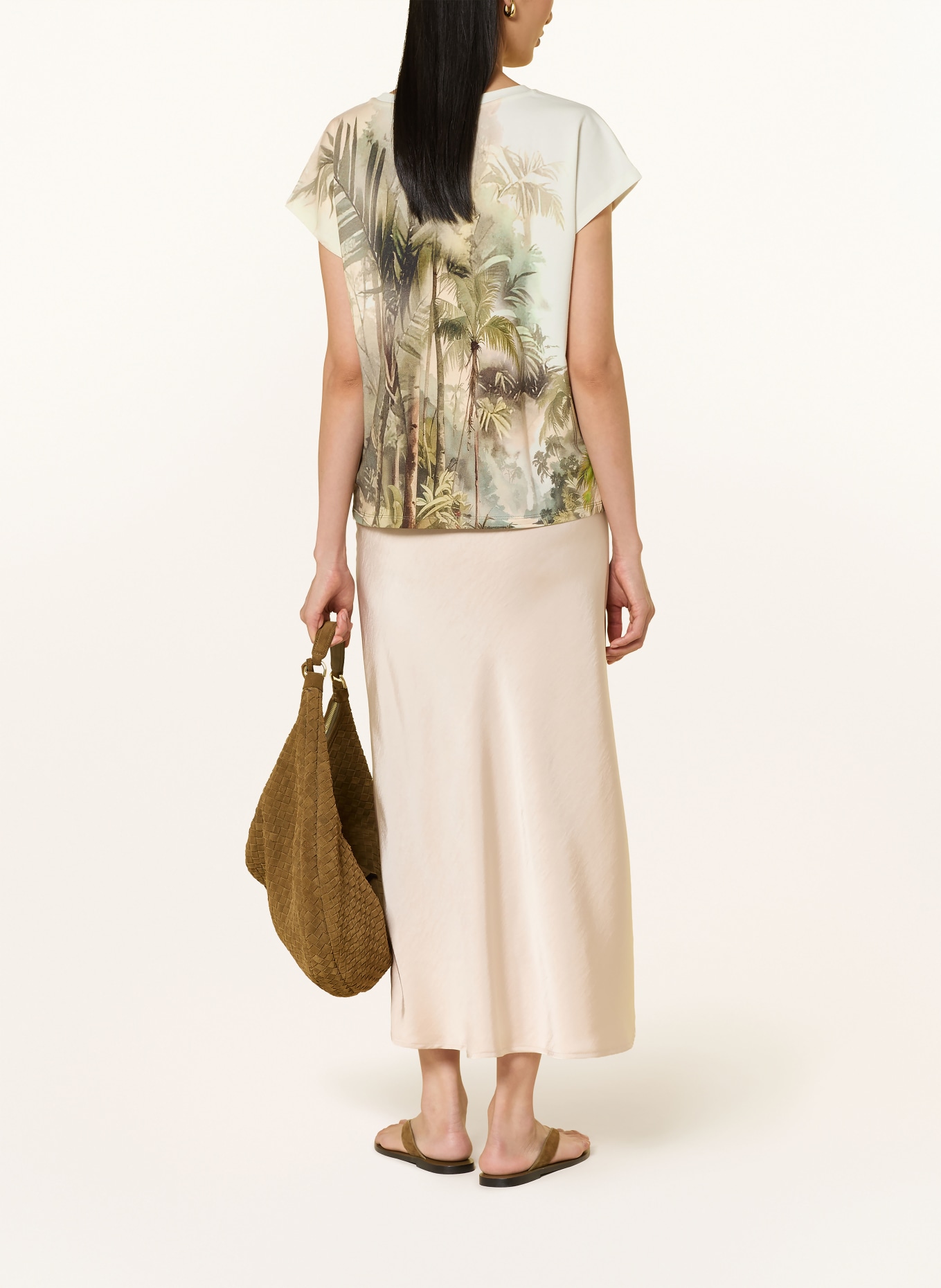 monari T-shirt med strass: BEIGE / GRÖN