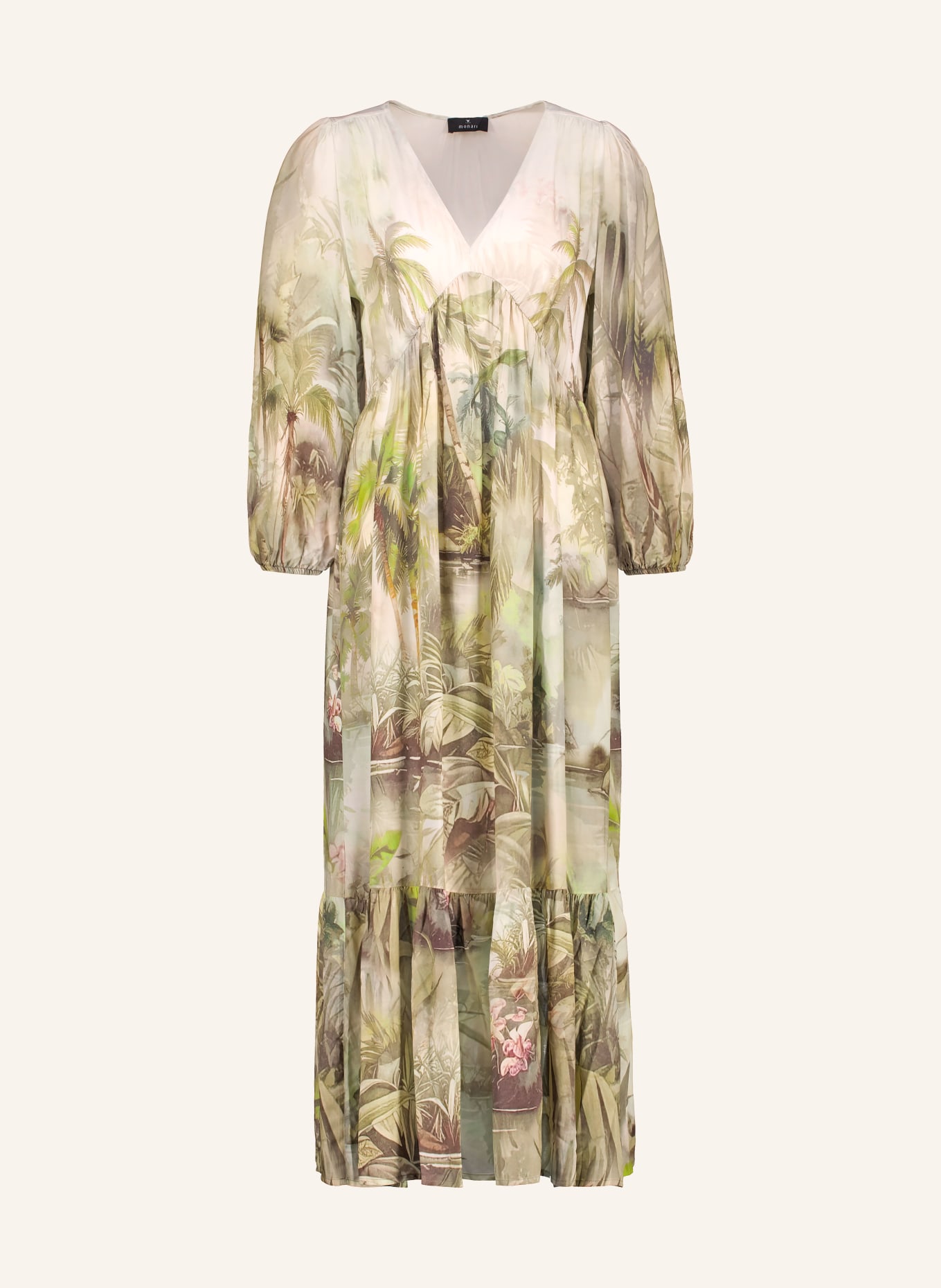 monari Kleid mit 3/4-Arm: CREME / KHAKI / GRÜN