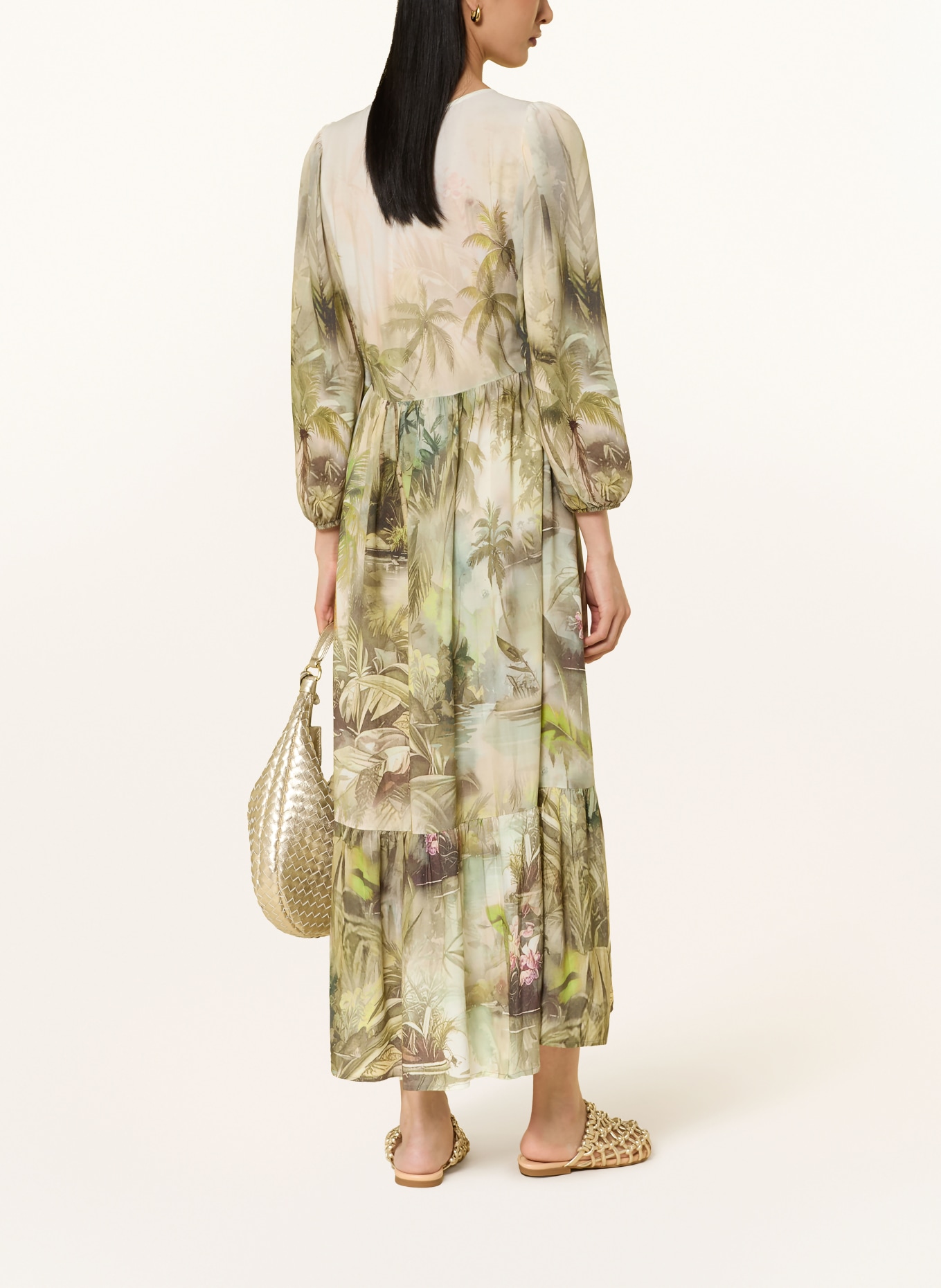monari Kleid mit 3/4-Arm: CREME / KHAKI / GRÜN