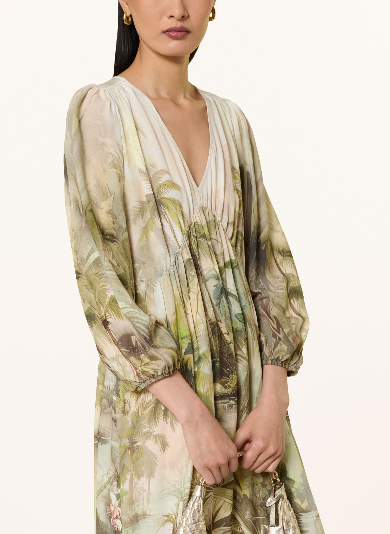 monari Kleid mit 3/4-Arm: CREME / KHAKI / GRÜN