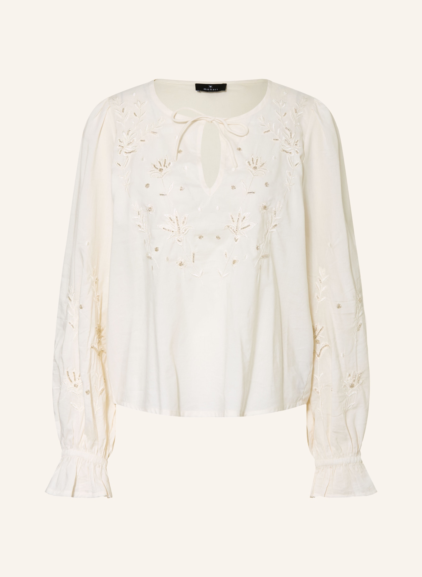 monari Blouse met ruches en strass-steentjes: WIT / ZILVER