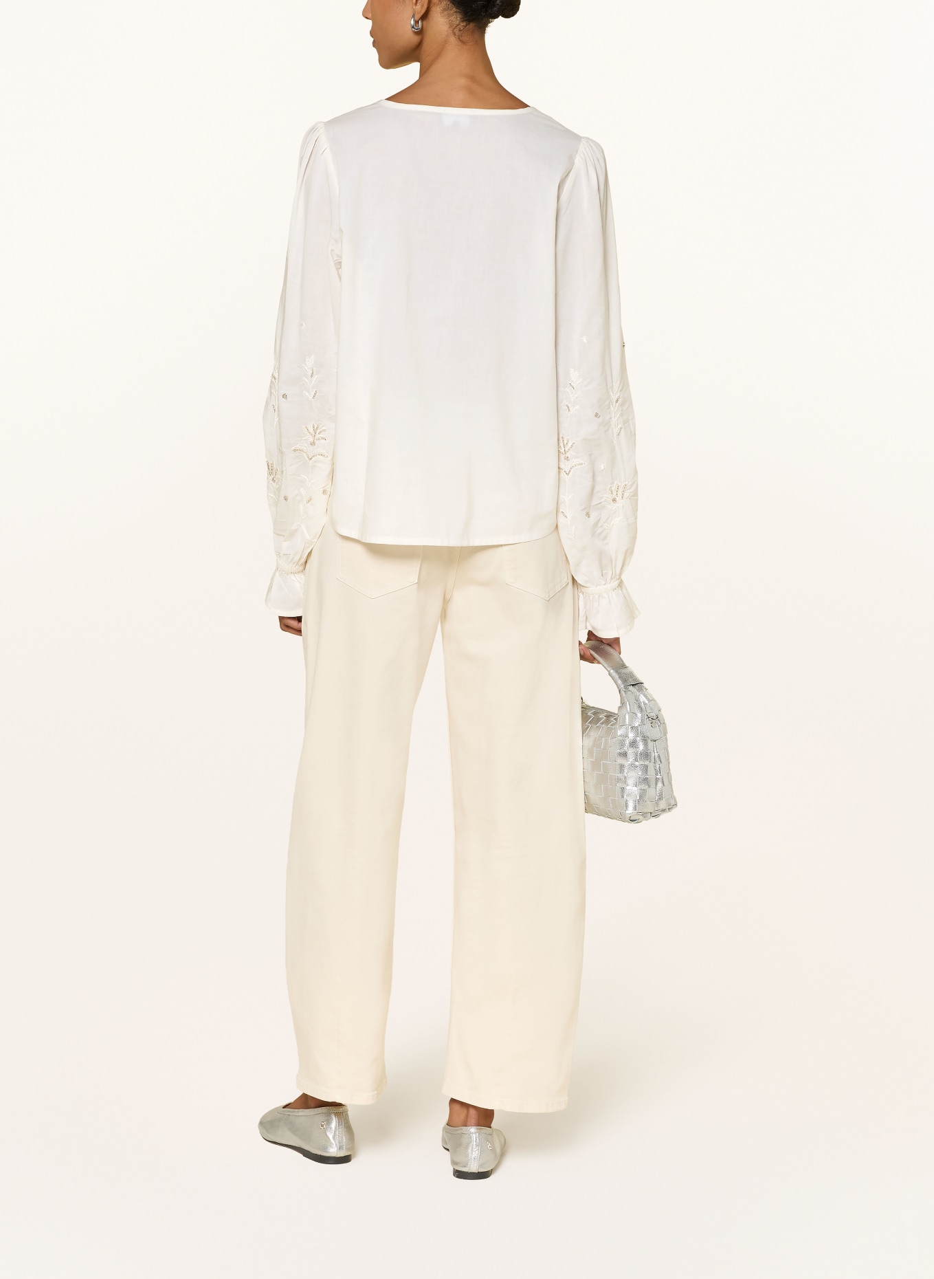 monari Blouse met ruches en strass-steentjes: WIT / ZILVER