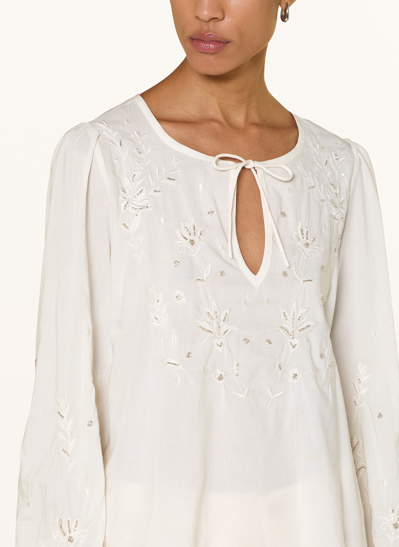 monari Blouse met ruches en strass-steentjes: WIT / ZILVER
